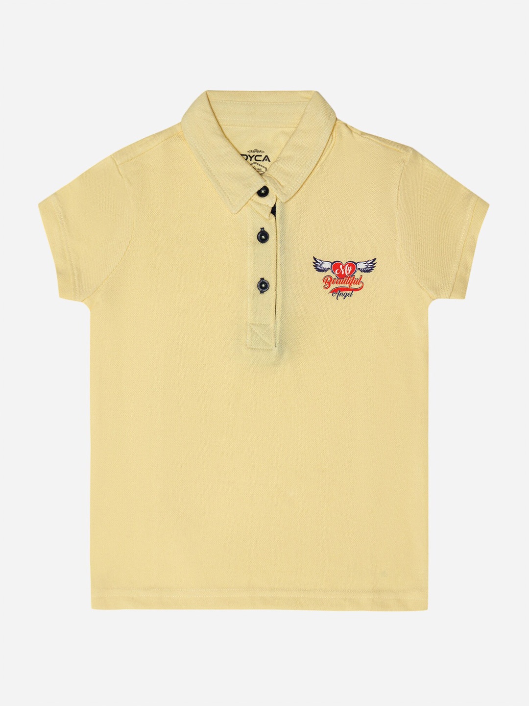 

DYCA Girls Polo Collar Short Sleeves Cotton T-shirt, Yellow