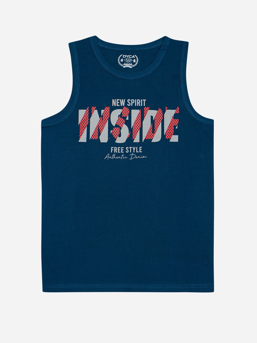 

DYCA Boys Typography Printed Sleeveless T-shirt, Blue