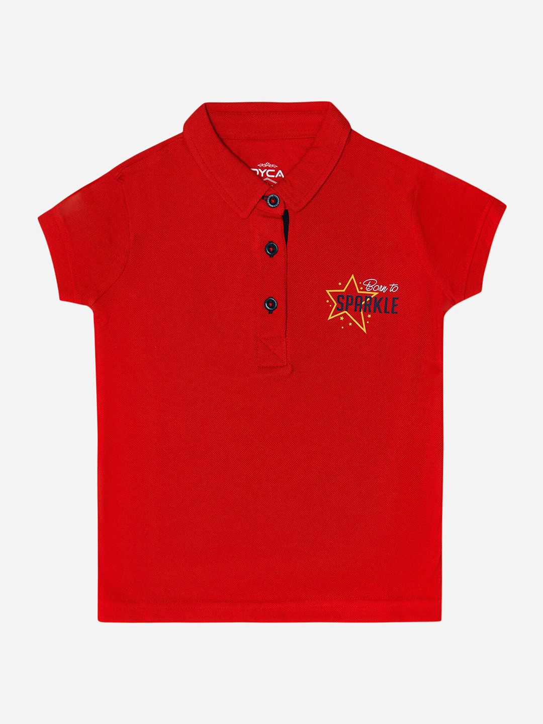 

DYCA Girls Polo Collar Short Sleeves Cotton T-shirt, Red