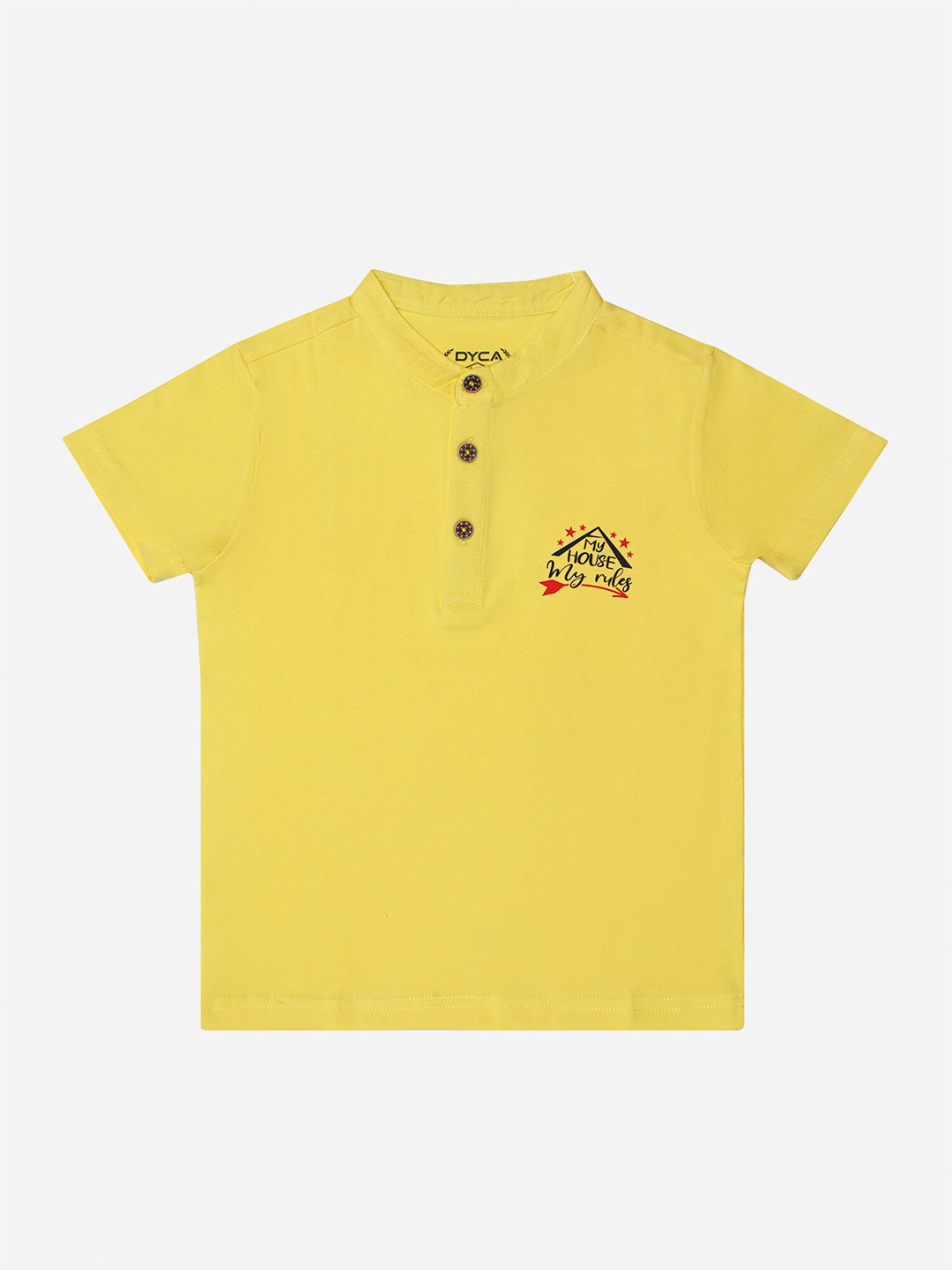 

DYCA Boys Typography Henley Neck T-shirt, Yellow