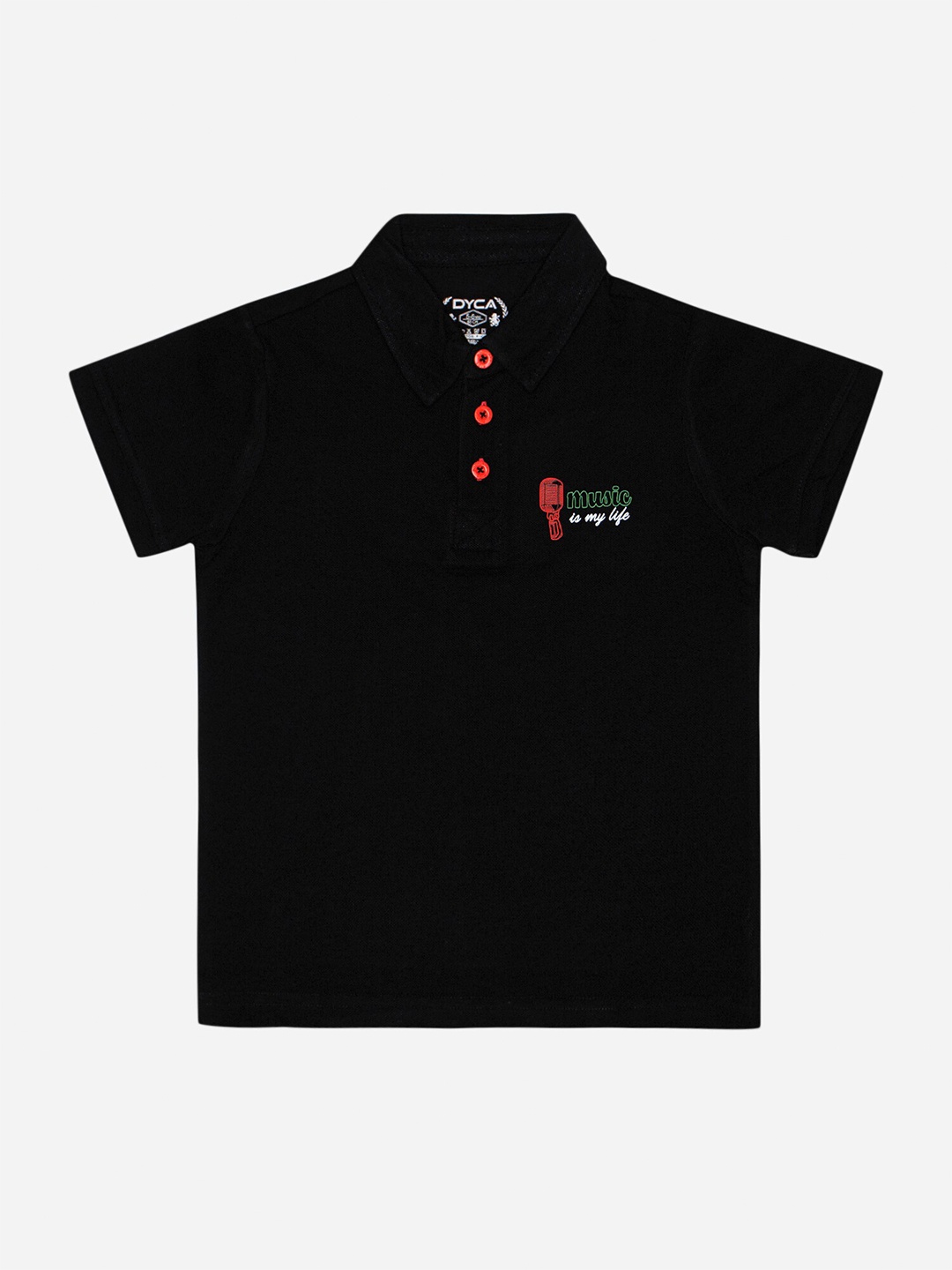 

DYCA Boys Polo Collar Short Sleeves Cotton T-shirt, Black