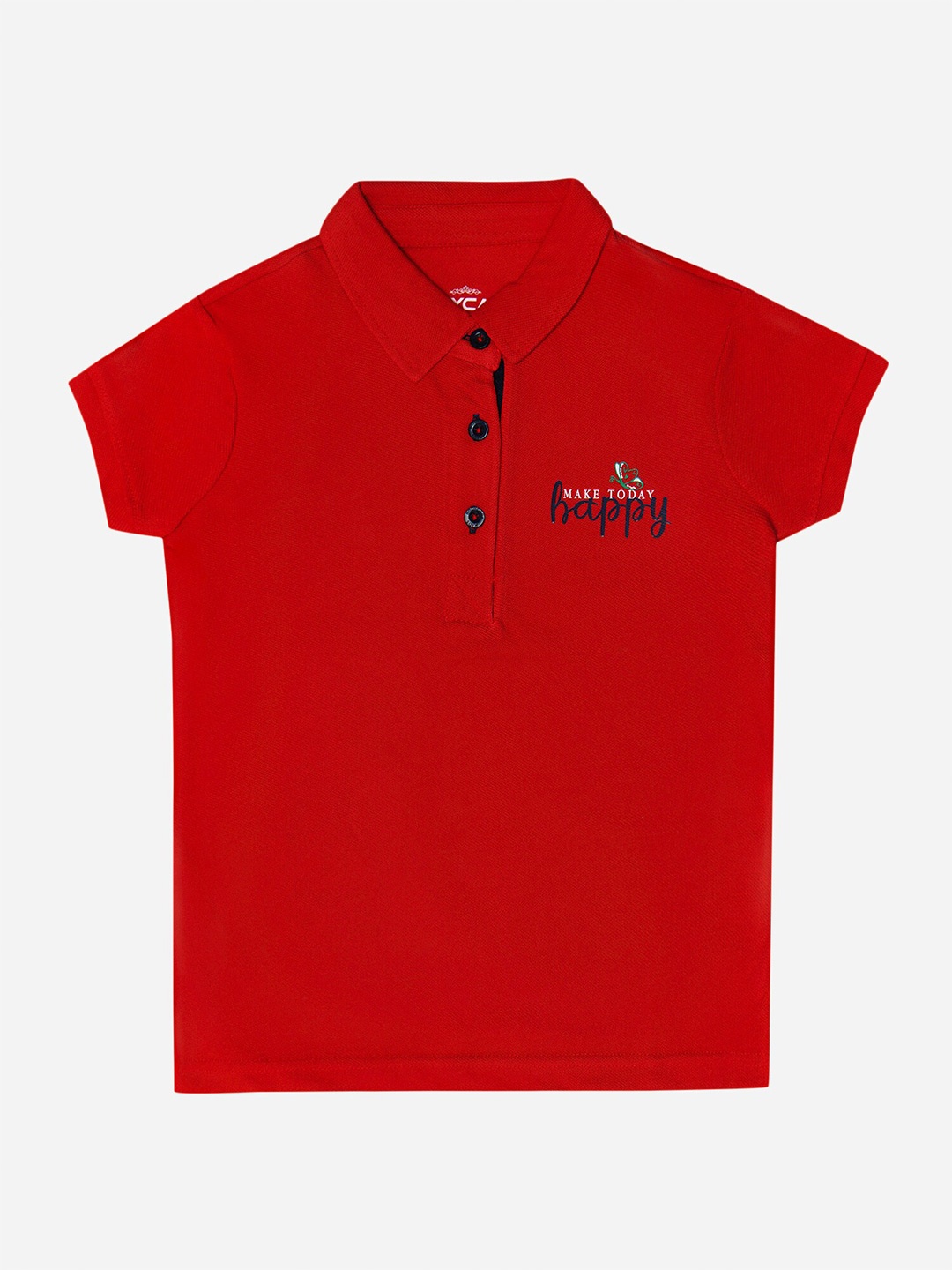 

DYCA Girls Polo Collar Short Sleeves Cotton T-shirt, Red
