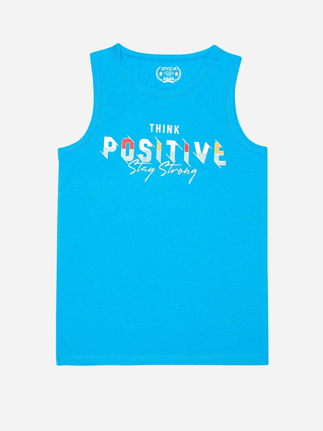 

DYCA Boys Typography Printed Sleeveless Cotton T-shirt, Blue