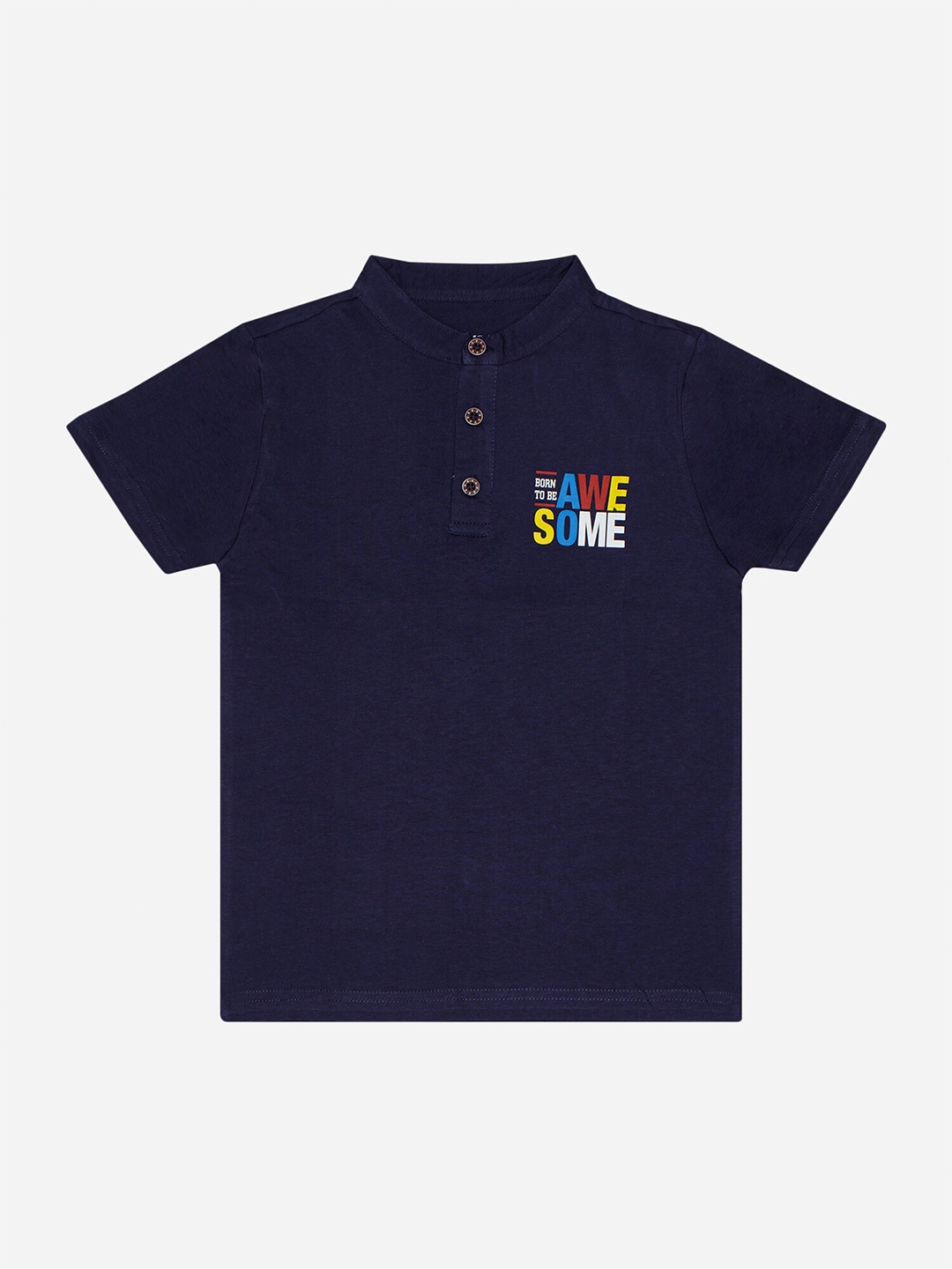 

DYCA Boys Henley Neck Cotton T-shirt, Navy blue