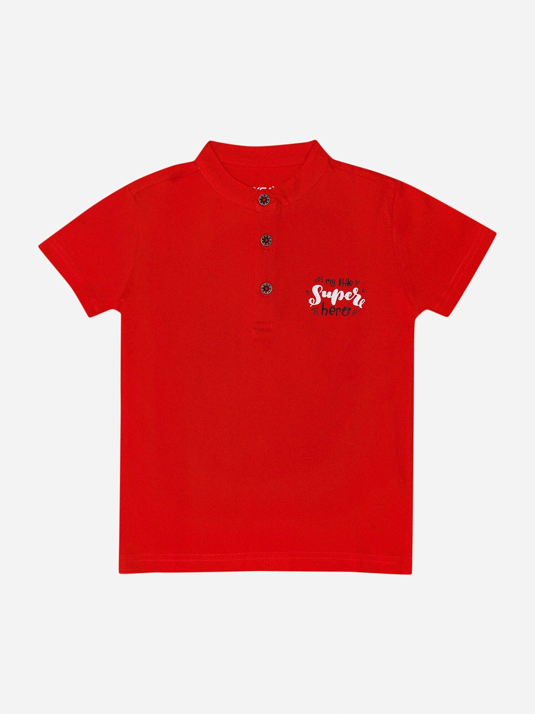 

DYCA Boys Henley Neck Half Neck Cotton T-shirt, Red