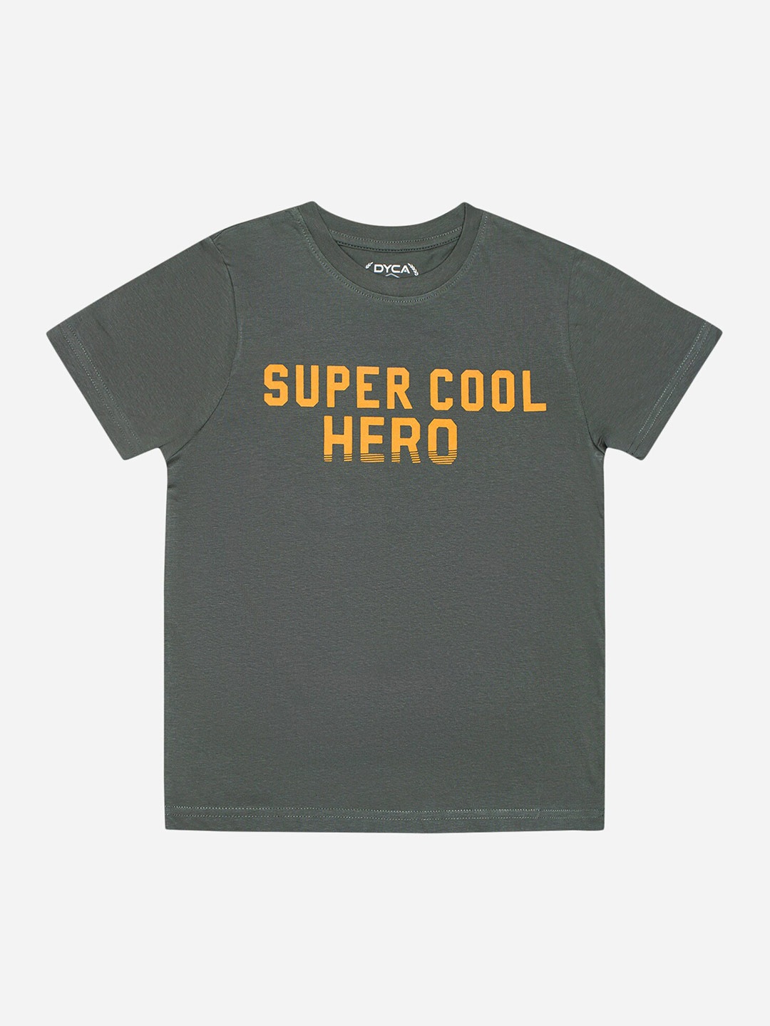

DYCA Boys Typography Printed Round Neck Cotton T-shirt, Olive