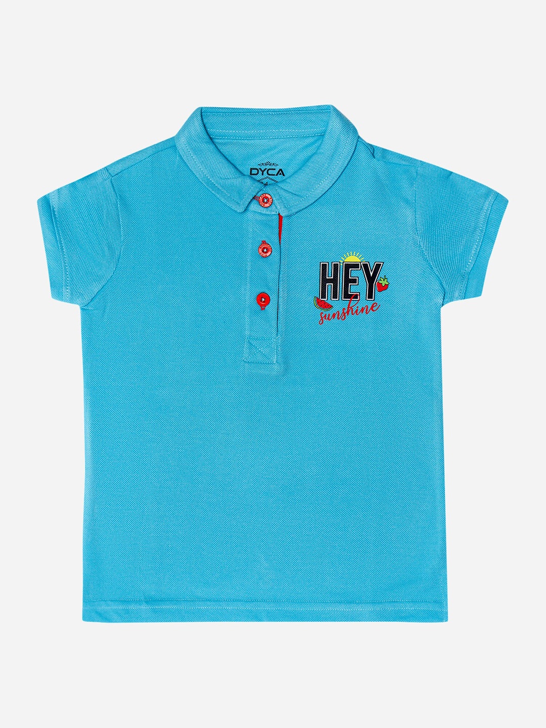 

DYCA Girls Polo Collar Short Sleeves Cotton T-shirt, Turquoise blue