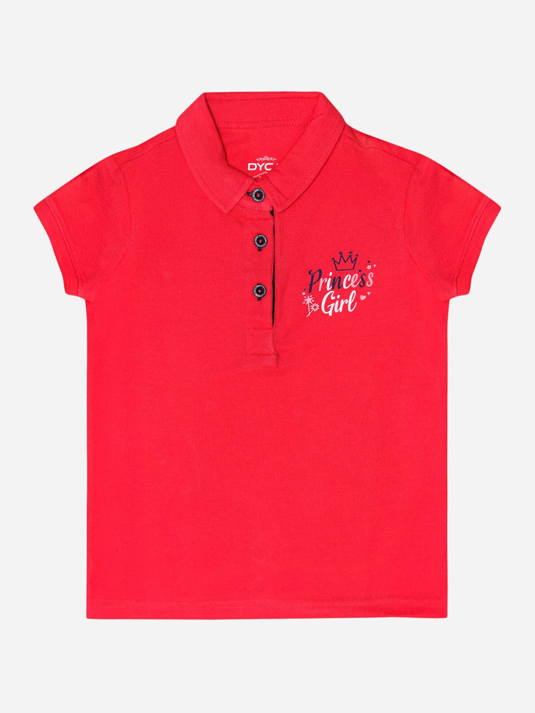 

DYCA Girls Polo Collar Short Sleeves Cotton T-shirt, Red