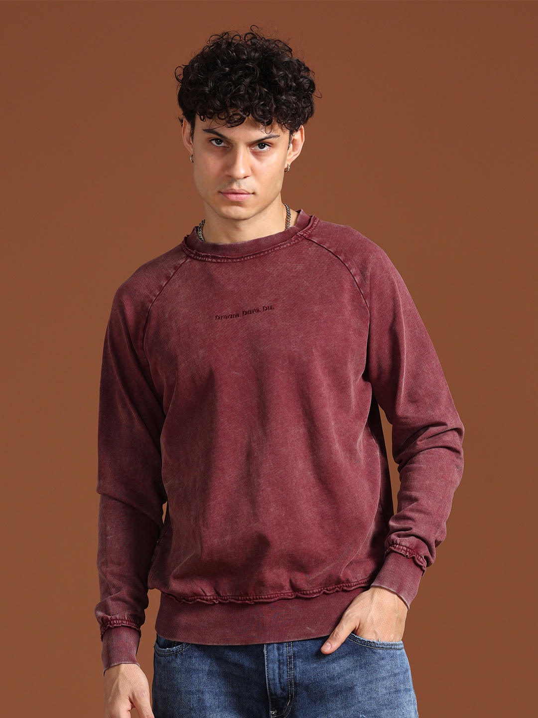 

VUDU Cotton Pullover Sweatshirt, Burgundy