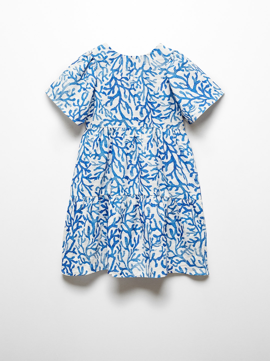 

Mango Kids Girls Printed Back Tie Up Flared Sleeve A-Line Dress, Blue