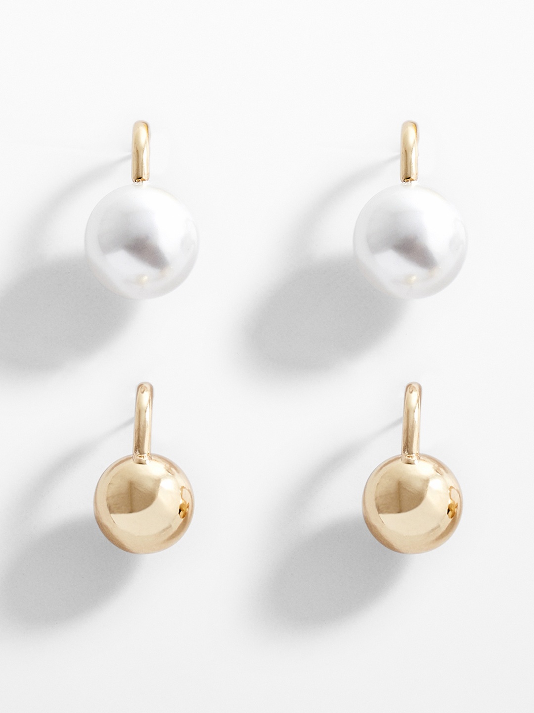 

MANGO Set of 2 Contemporary Half Hoop Earrings, Gold