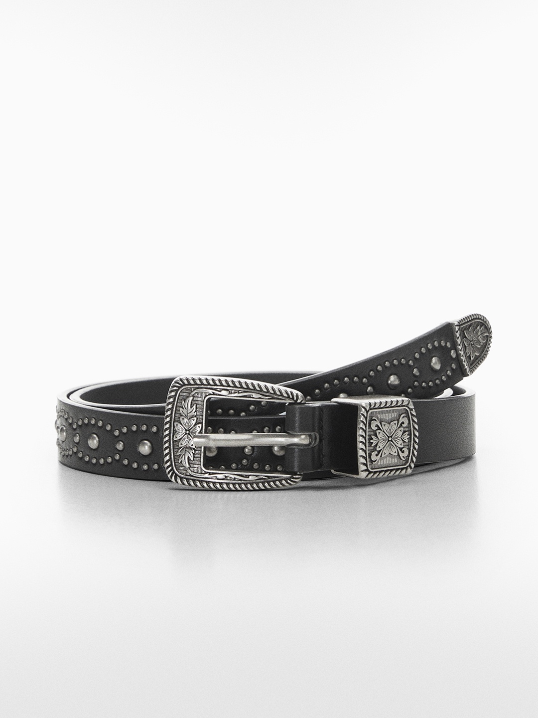 

MANGO Women Embellished Belt, Black