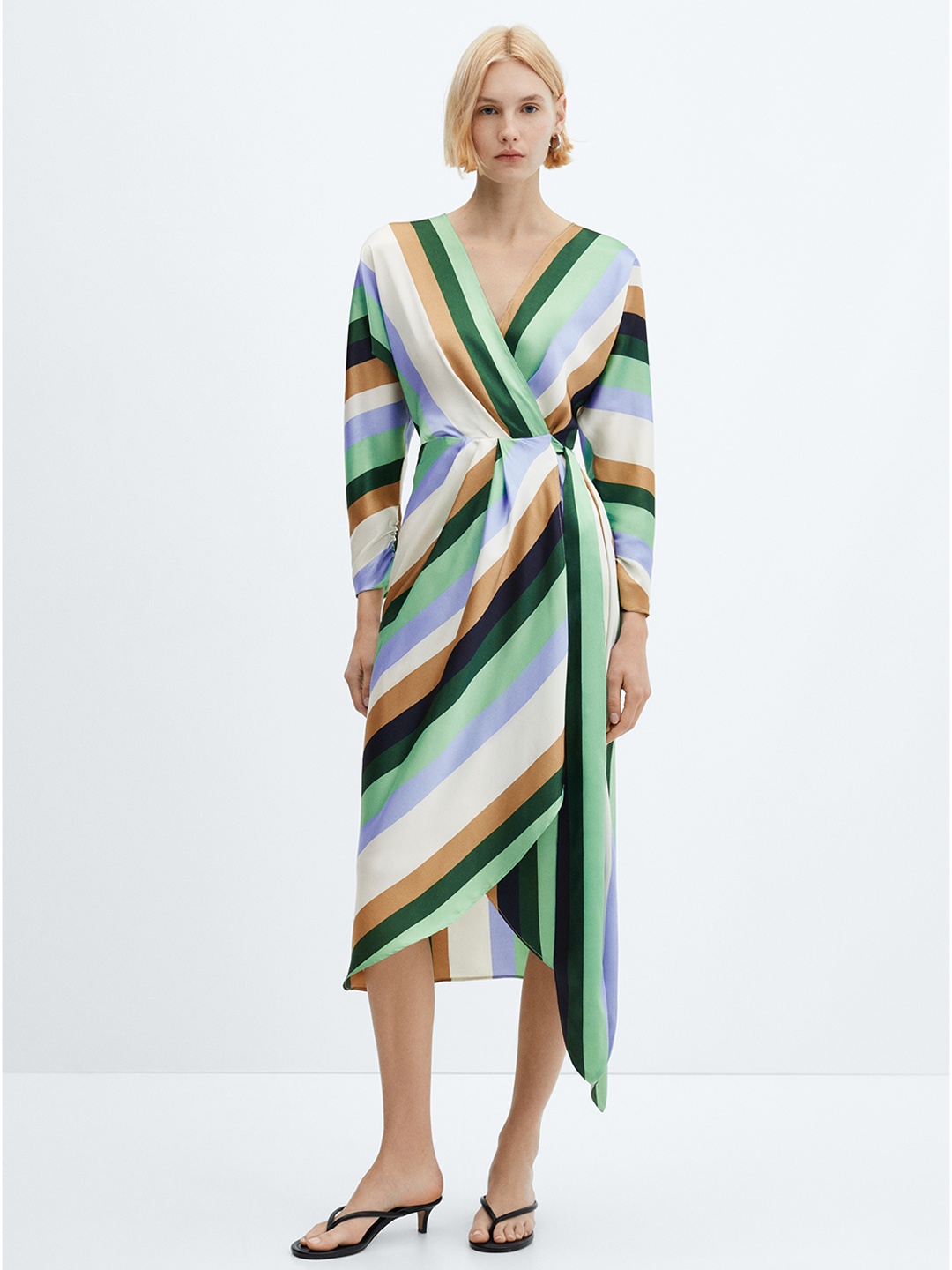 

MANGO Striped A-Line Midi Dress, Multi