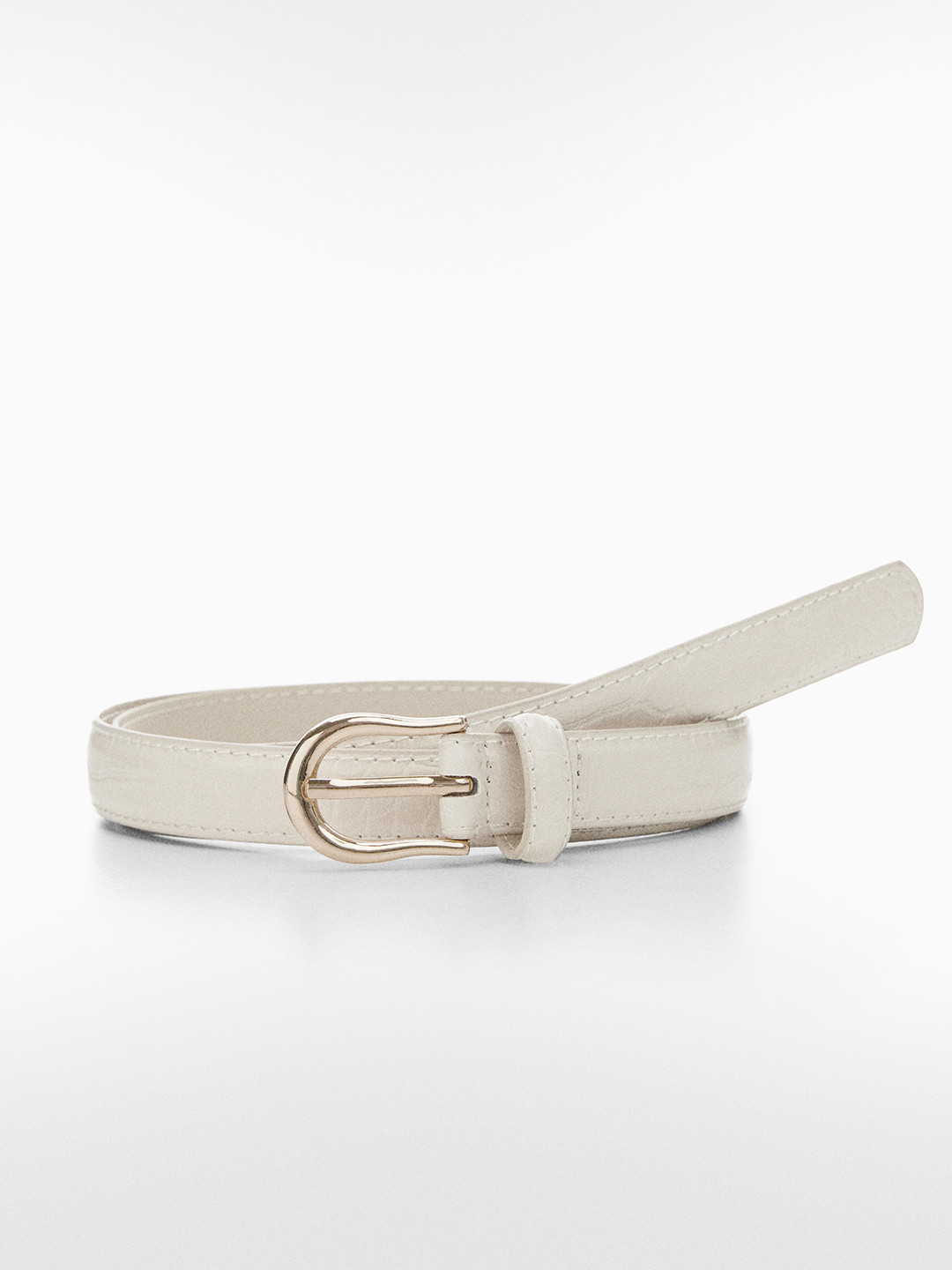 

MANGO Women Slim Belt, White