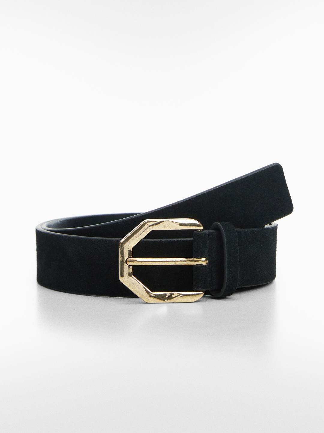 

MANGO Women Leather Wide Belt, Black