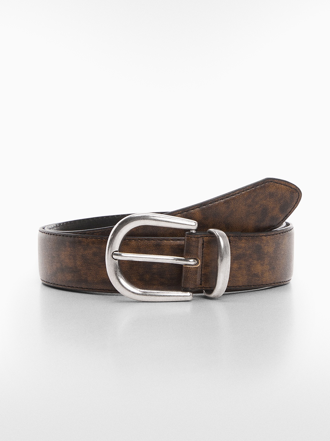 

MANGO Women Printed Belt, Brown