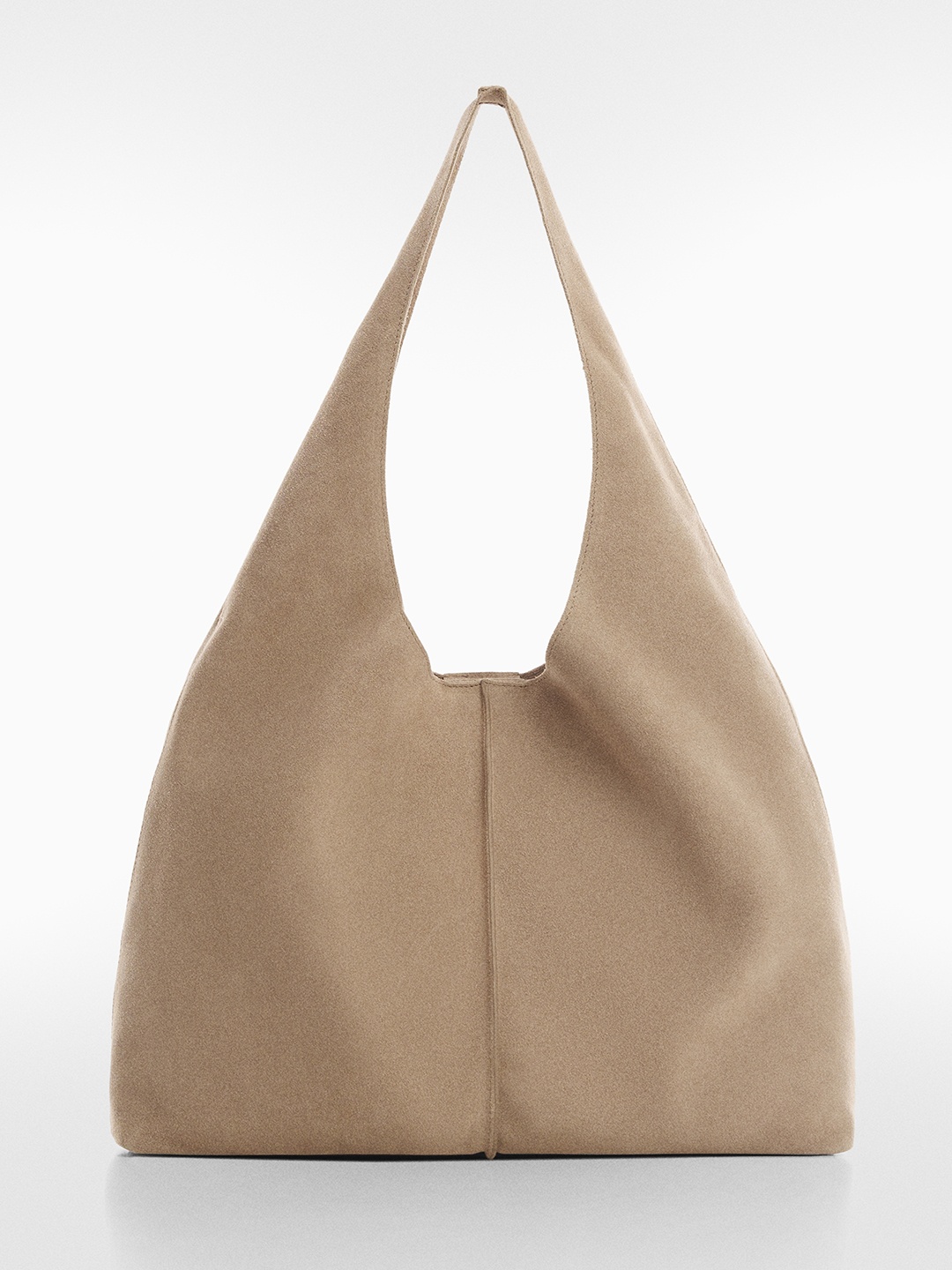 

MANGO Leather Structured Shoulder Bag, Beige