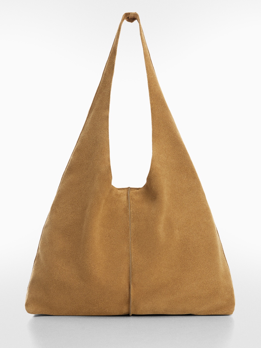

MANGO Leather Structured Shoulder Bag, Camel brown