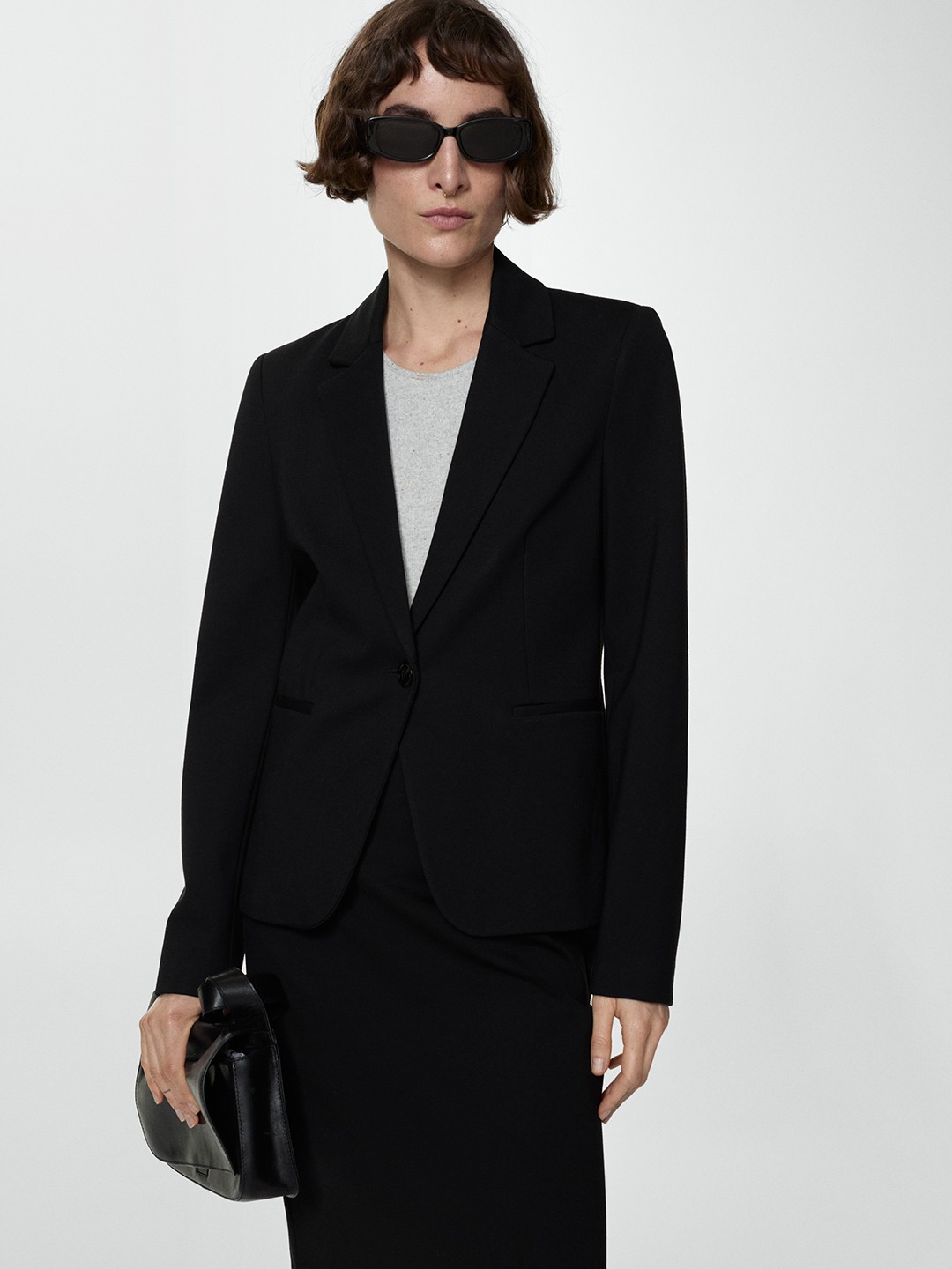 

MANGO Single-Breasted Formal Blazer, Black
