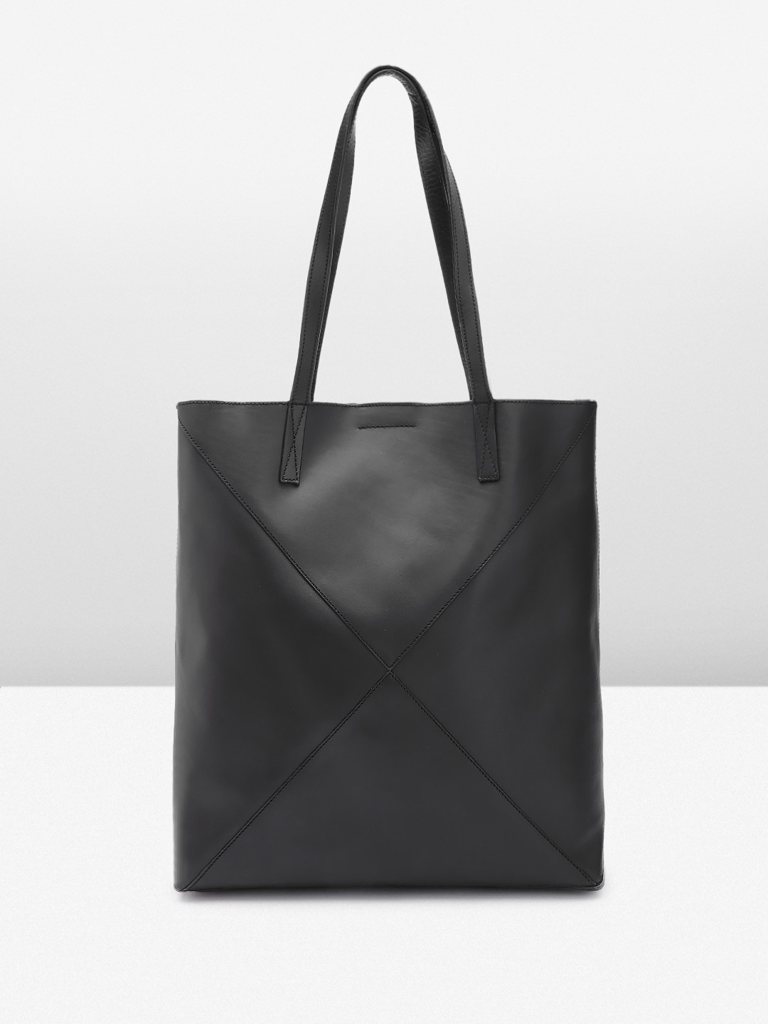 

MANGO Leather Structured Shoulder Bag, Black