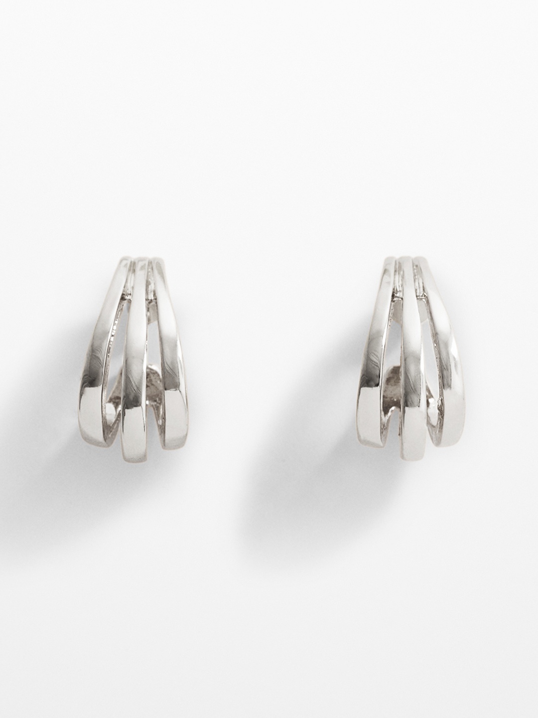 

MANGO Contemporary half Hoop Earrings, Silver