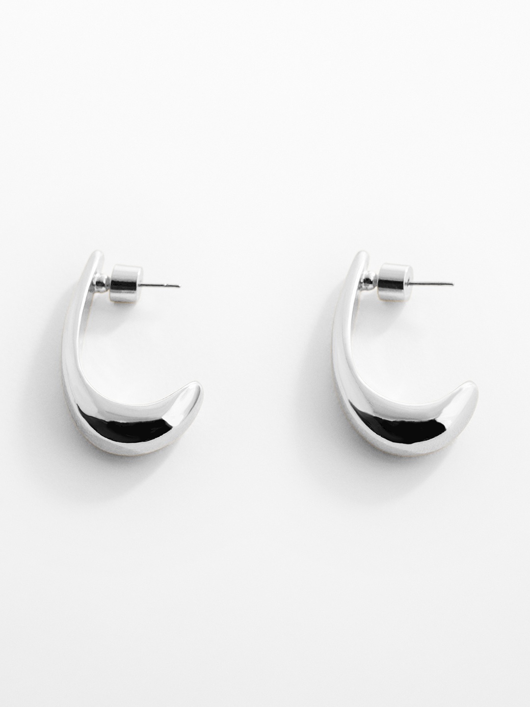 

MANGO Contemporary Half Hoop Earrings, Silver