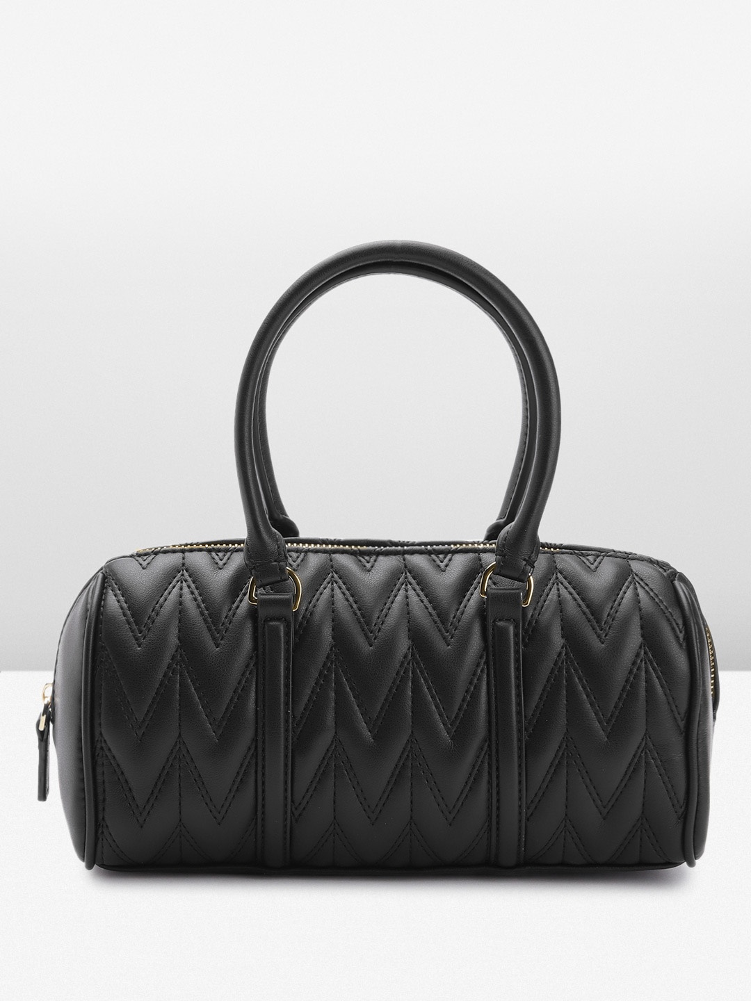 

MANGO Structured Quilted Bowling Bag, Black