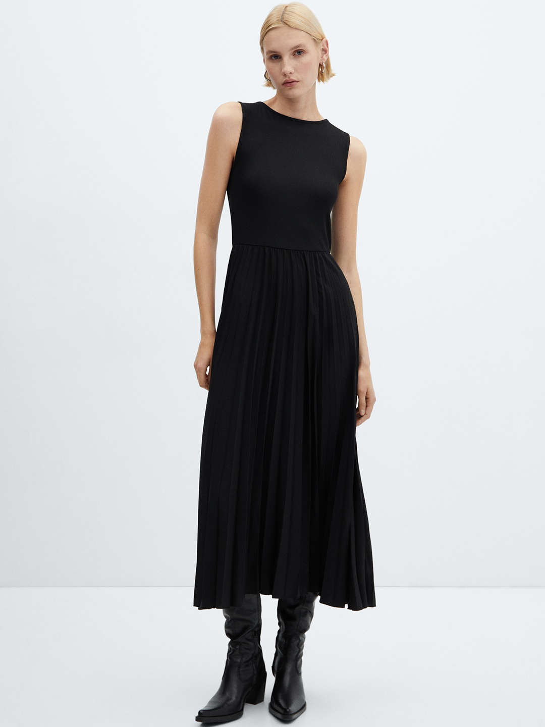 

MANGO A-Line Midi Dress, Black