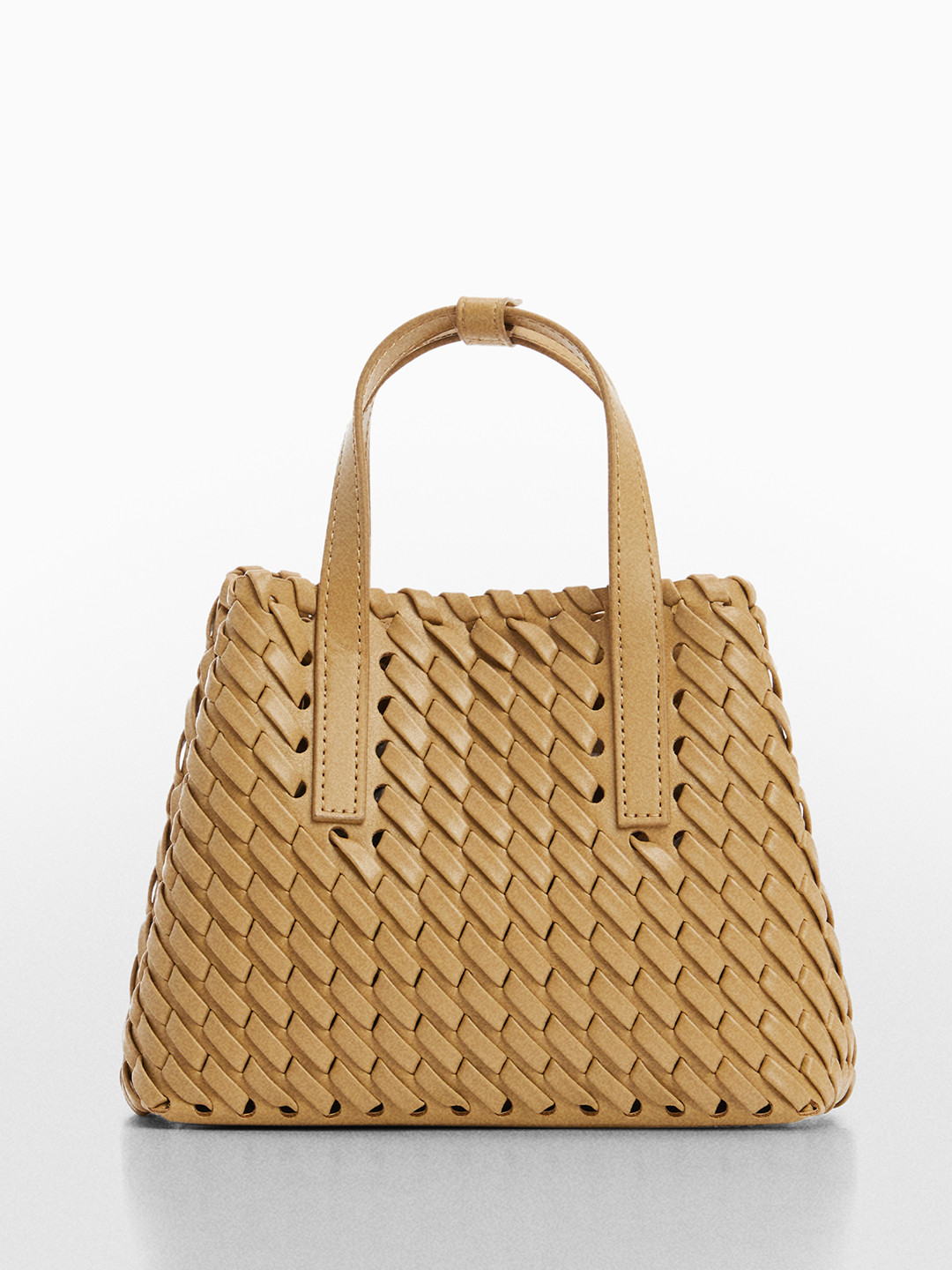 

MANGO Textured Structured Handheld Bag, Beige