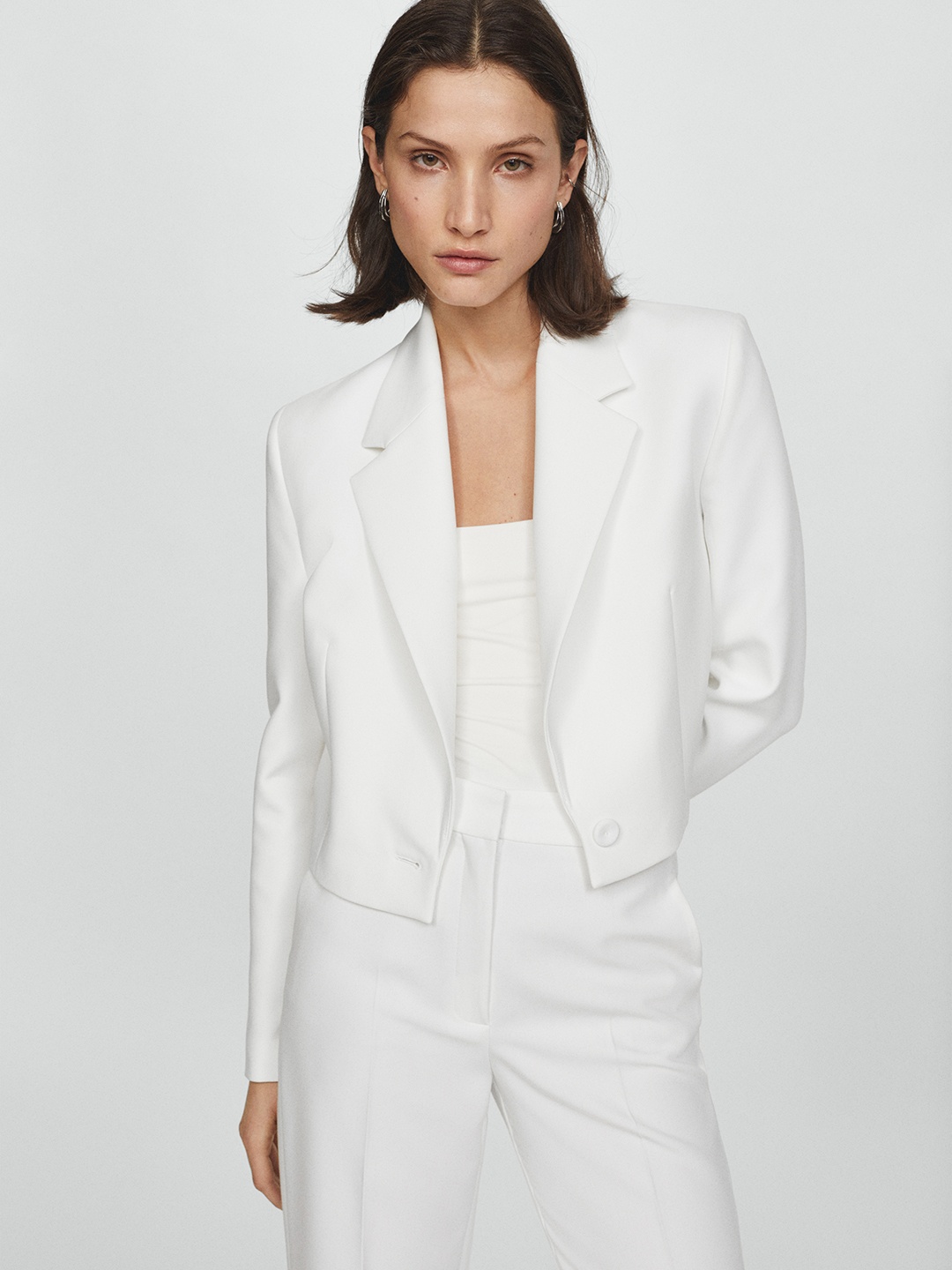 

MANGO Cropped Formal Blazer, White