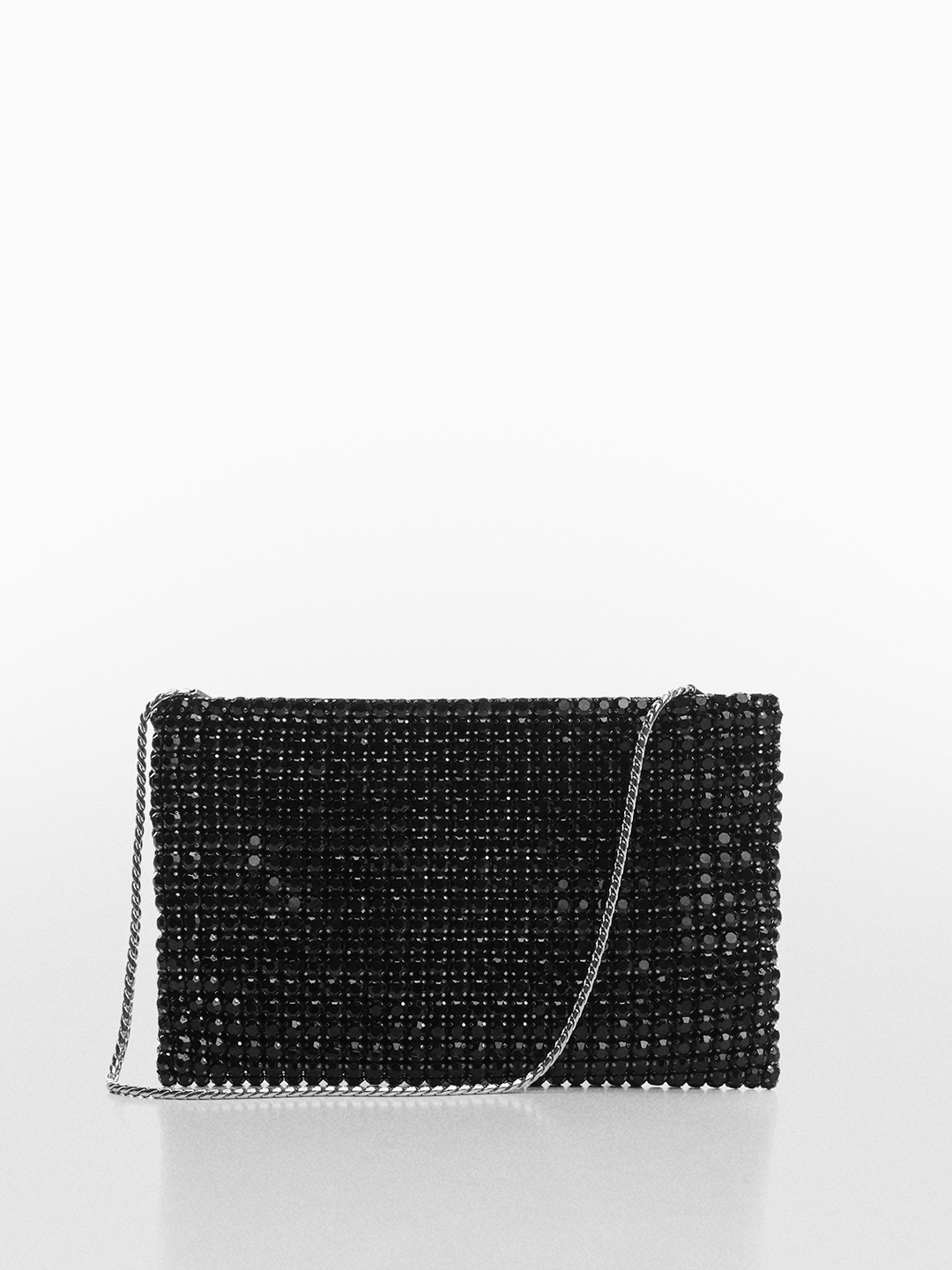 

MANGO Embellished Structured Handheld Bag, Black
