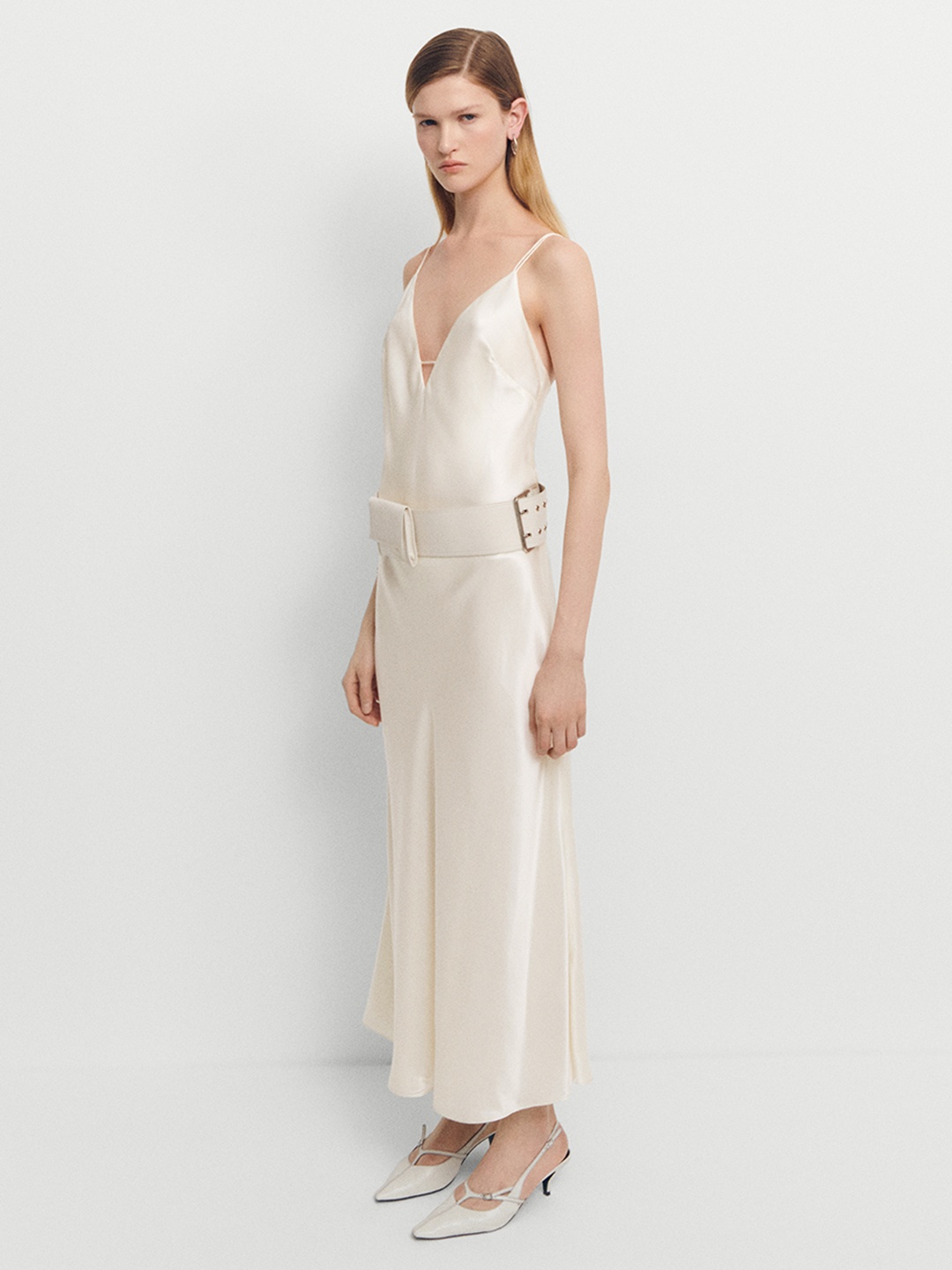 

MANGO A-Line Maxi Dress, Off white