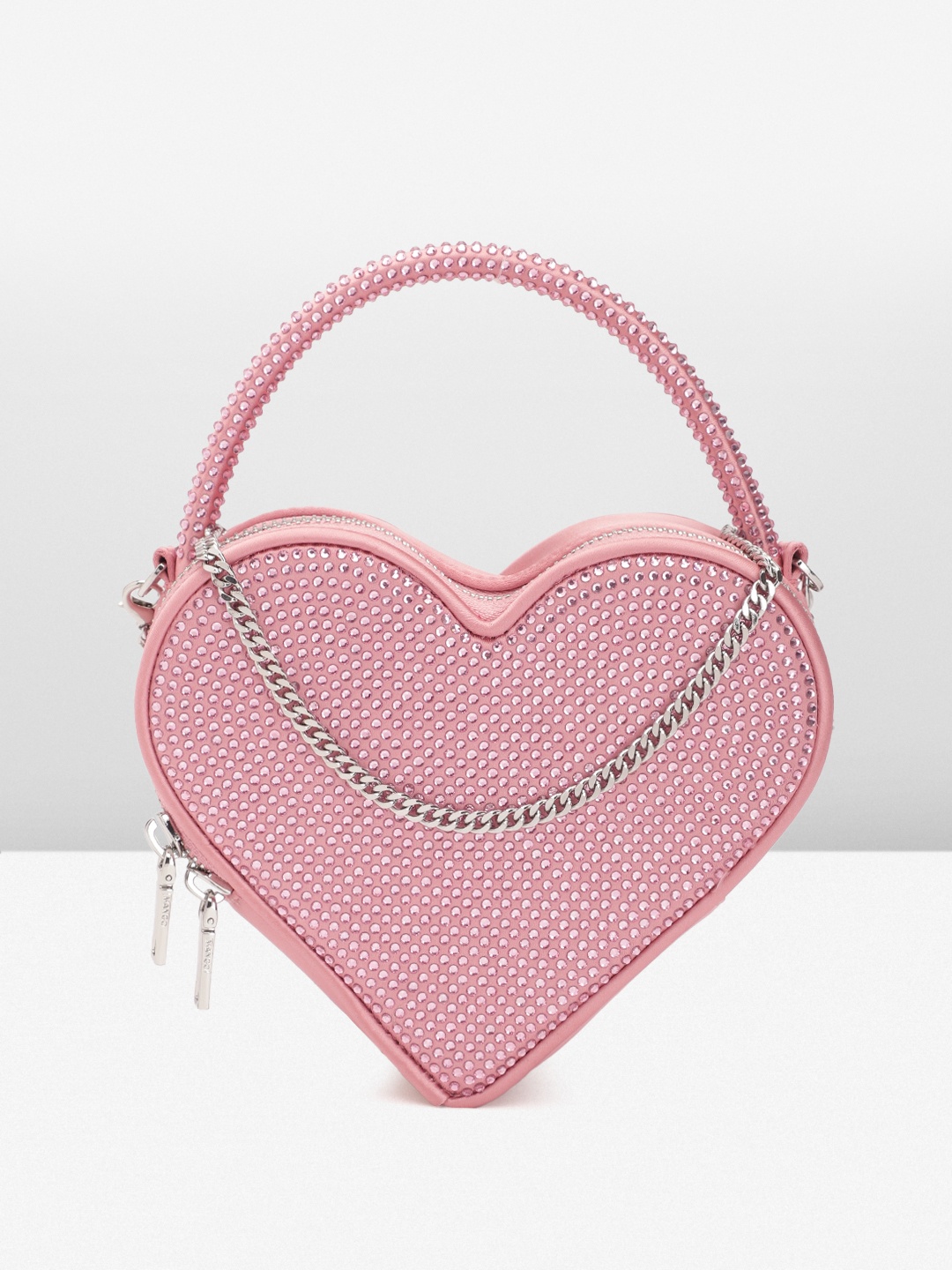 

MANGO Embellished Structured Handheld Bag, Pink