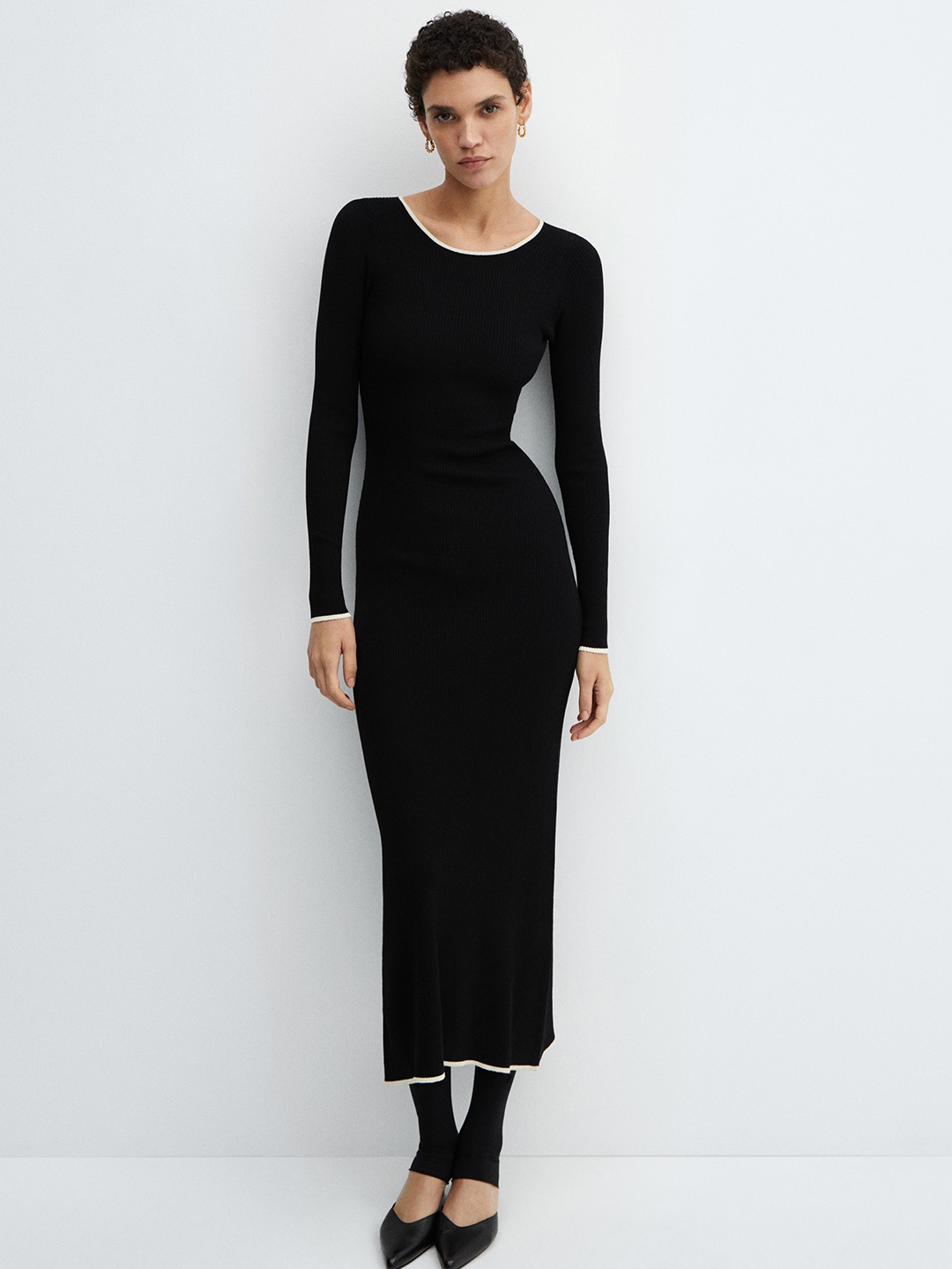 

MANGO Bodycon Midi Dress, Black