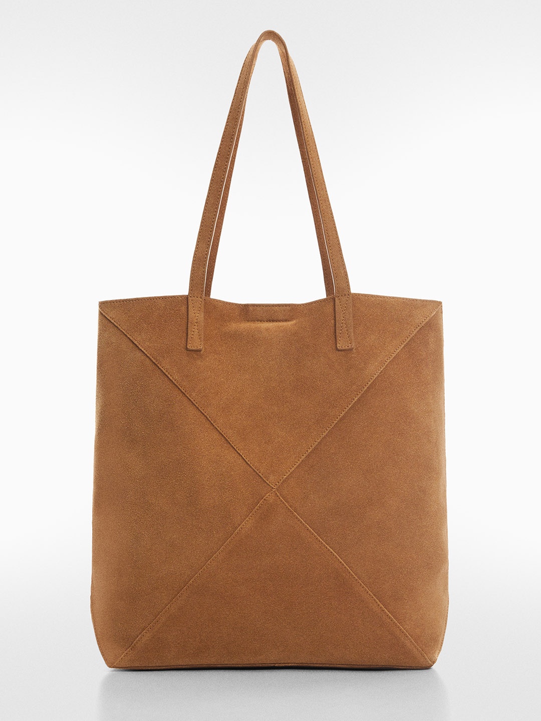 

MANGO Leather Structured Shoulder Bag, Brown