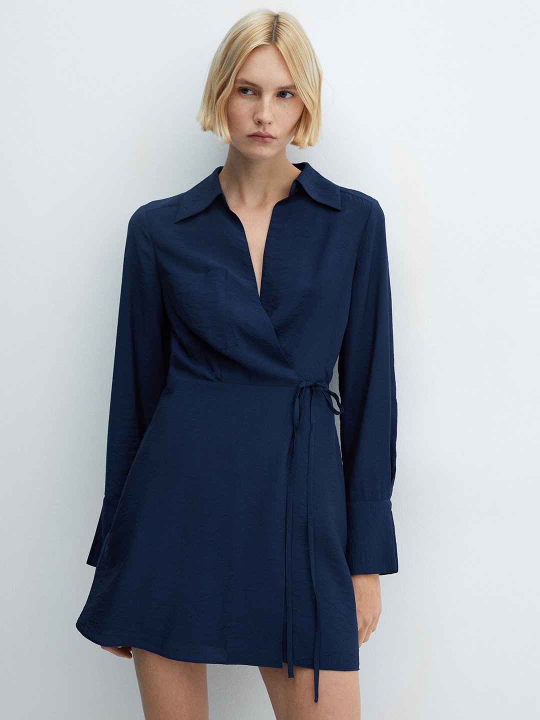 

MANGO Women Solid Blazer Dress, Navy blue