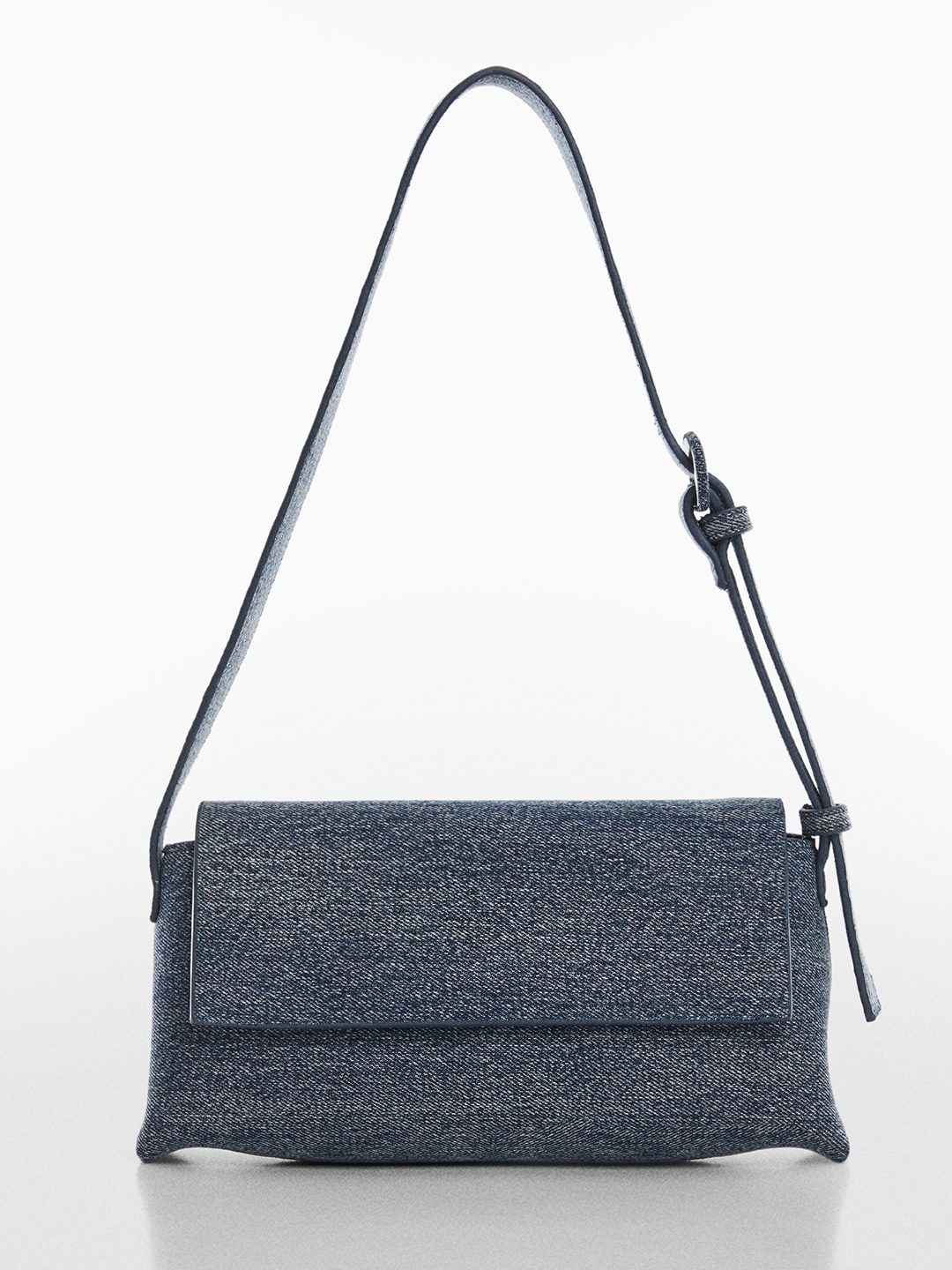 

MANGO Cotton Denim Baguette Bag, Navy blue