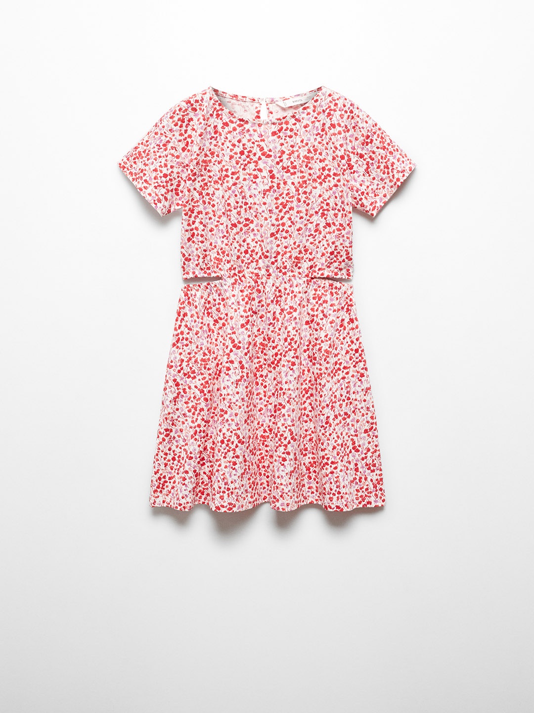 

Mango Kids Girls Floral Print Cut-Out A-Line Dress, Red