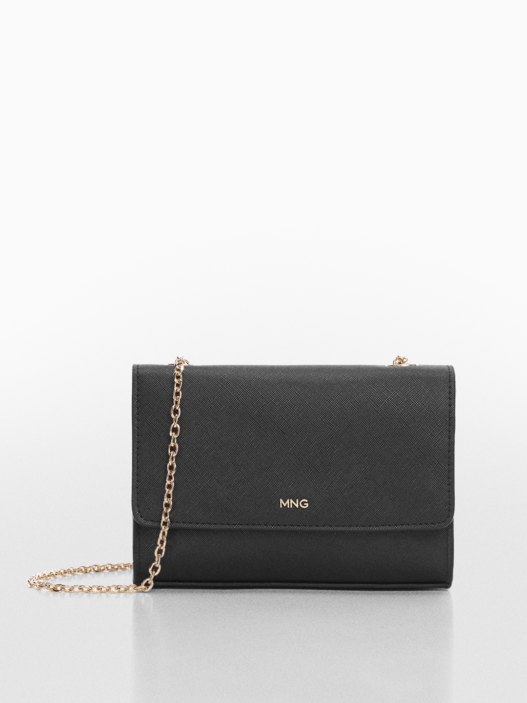 

MANGO Textured Structured Sling Bag, Black