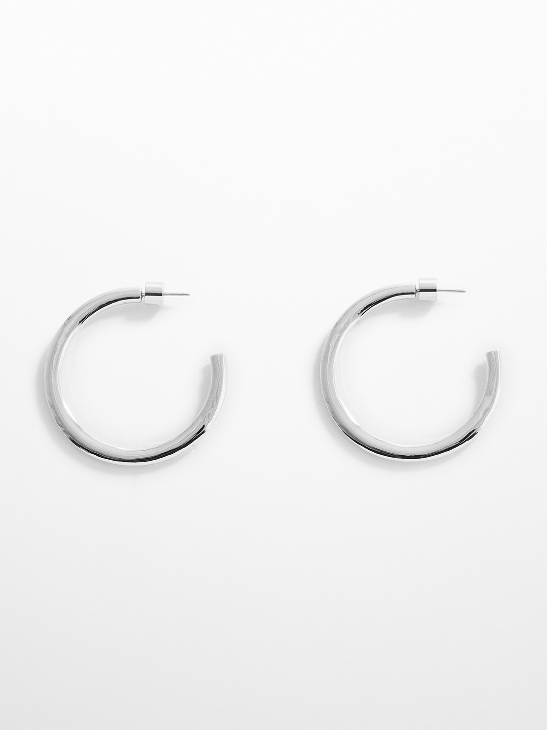 

MANGO Circular Half Hoop Earrings, Silver