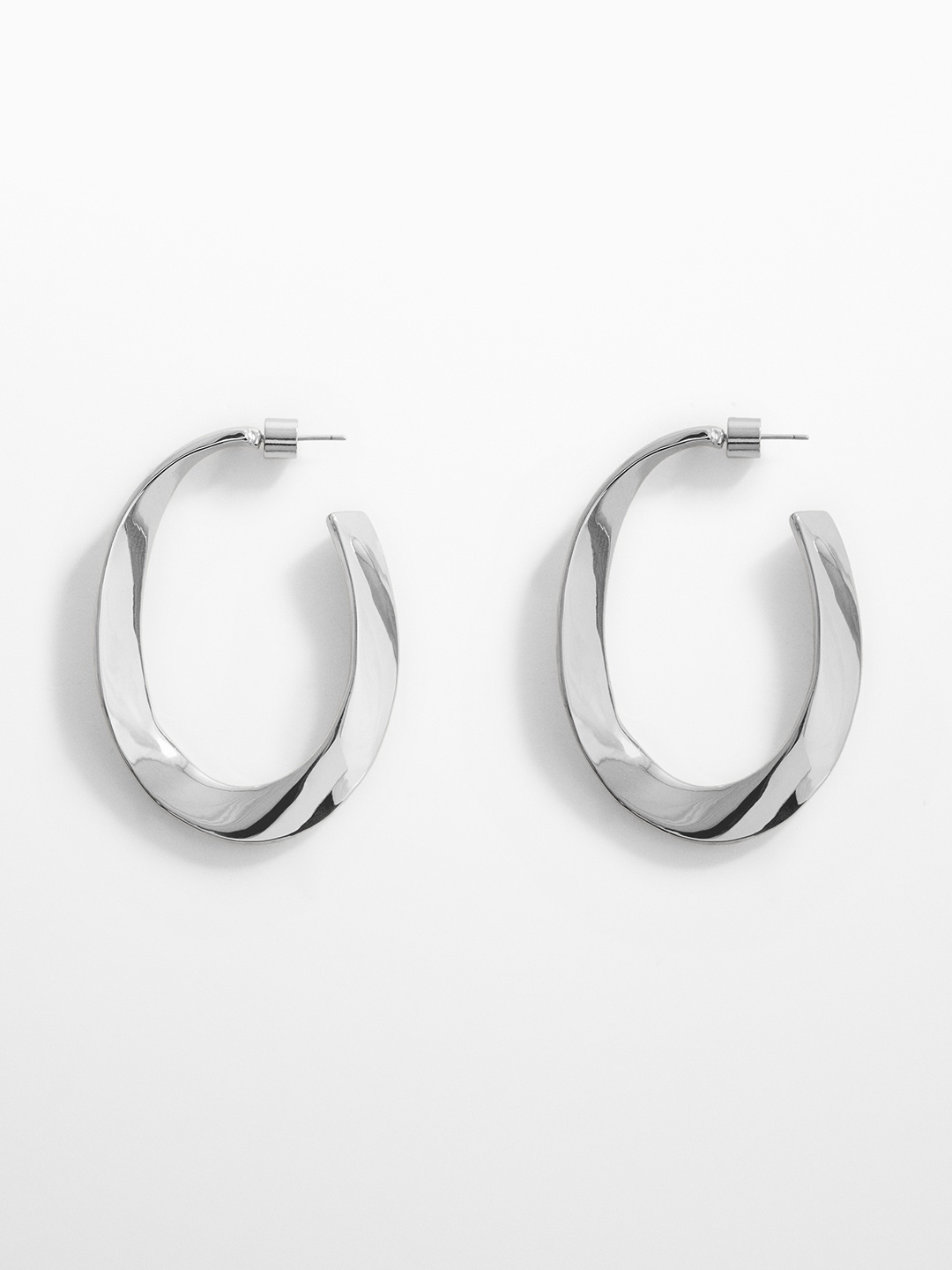 

MANGO Contemporary Half Hoop Earrings, Silver