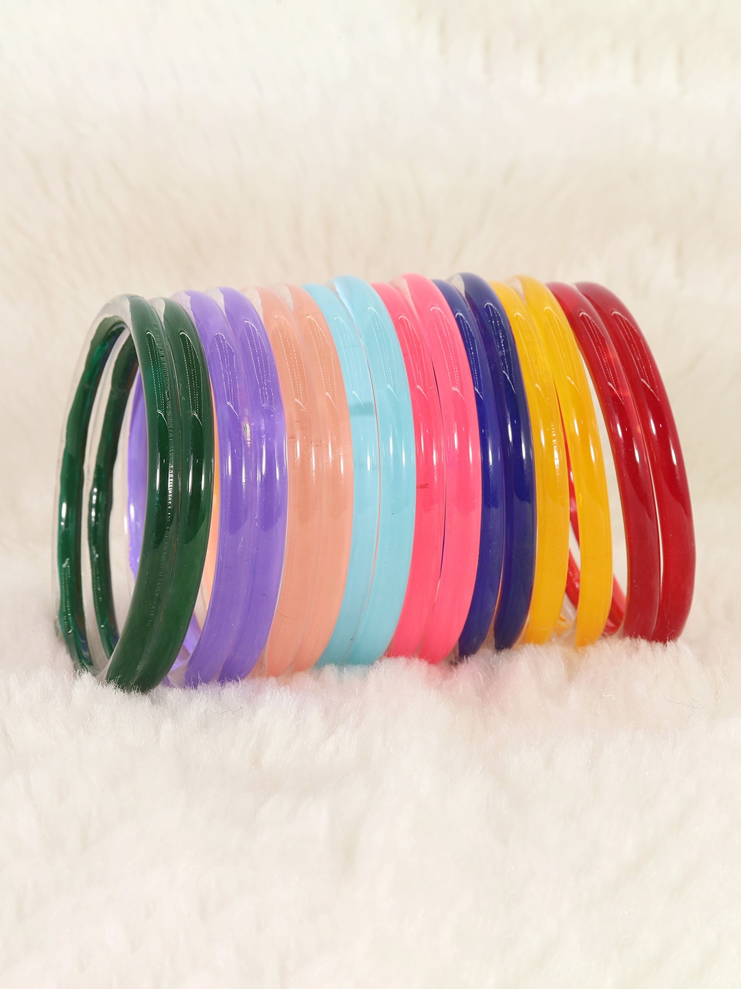 

NMII Set Of 16 Glossy Glass Bangles, Purple