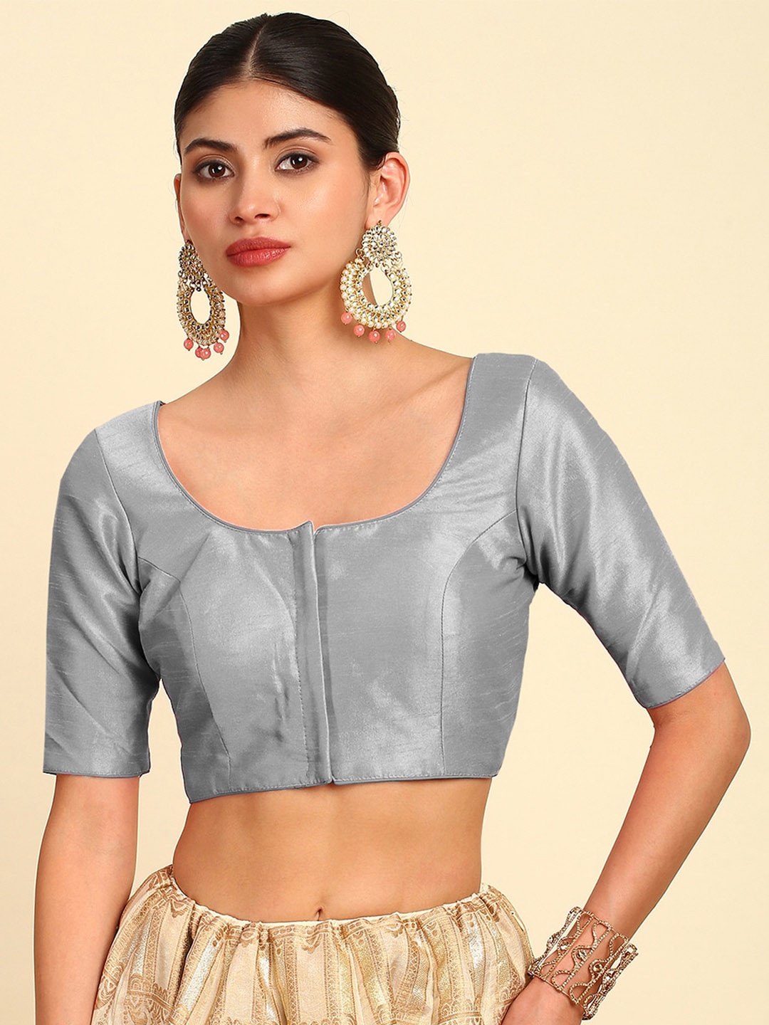 

Soch U-Neck Saree Blouse, Silver