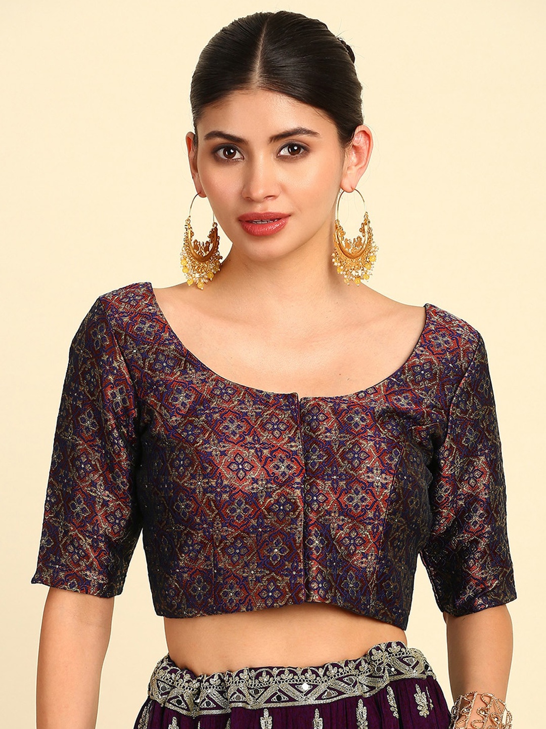 

Soch Woven Design Padded Saree Blouse, Maroon