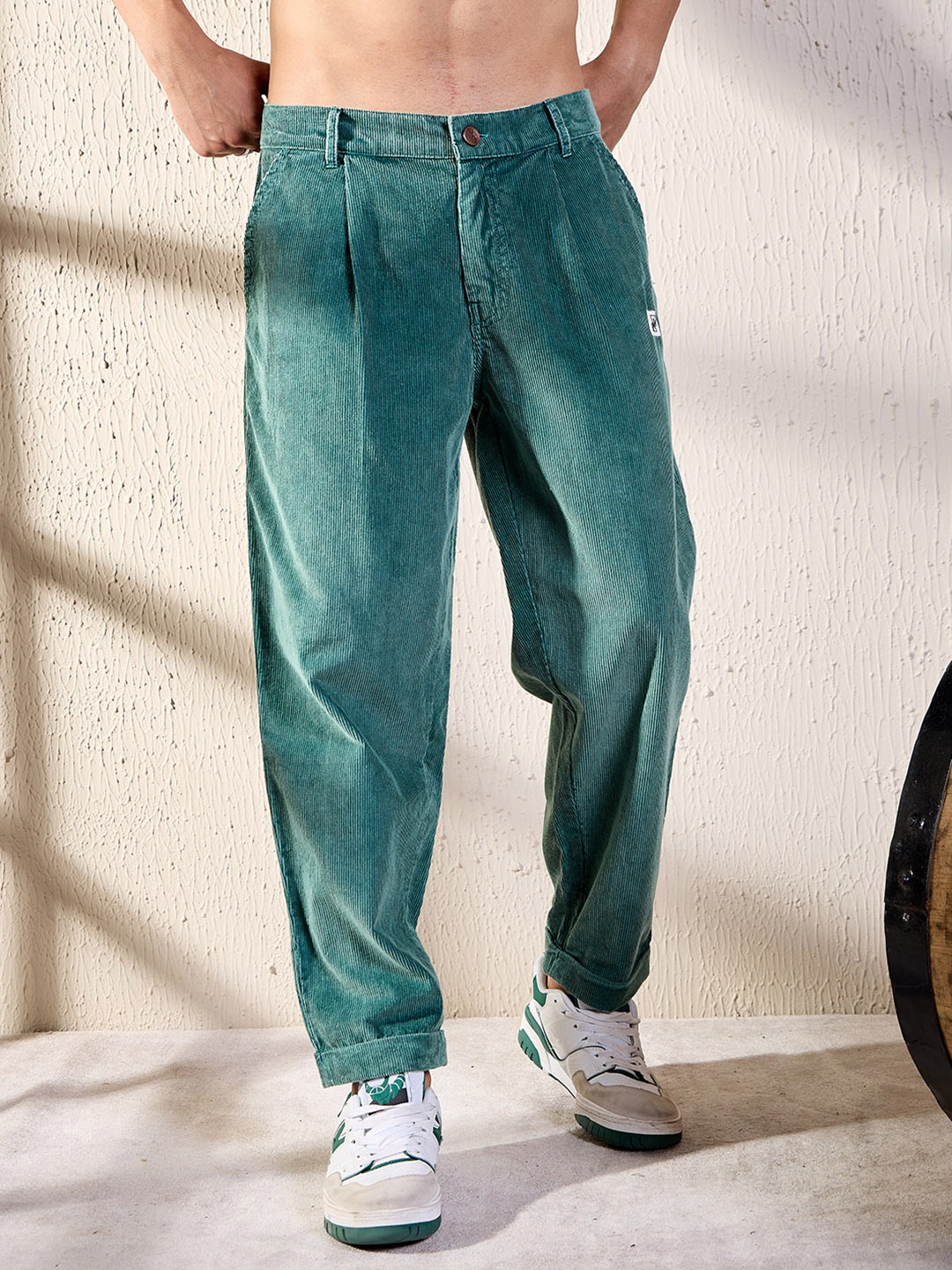 

FUGAZEE Men Slouchy Loose Fit Trouser, Green