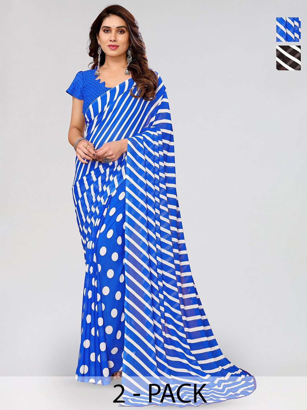 

ANAND SAREES Selection Of 2 Warli Sarees, Blue