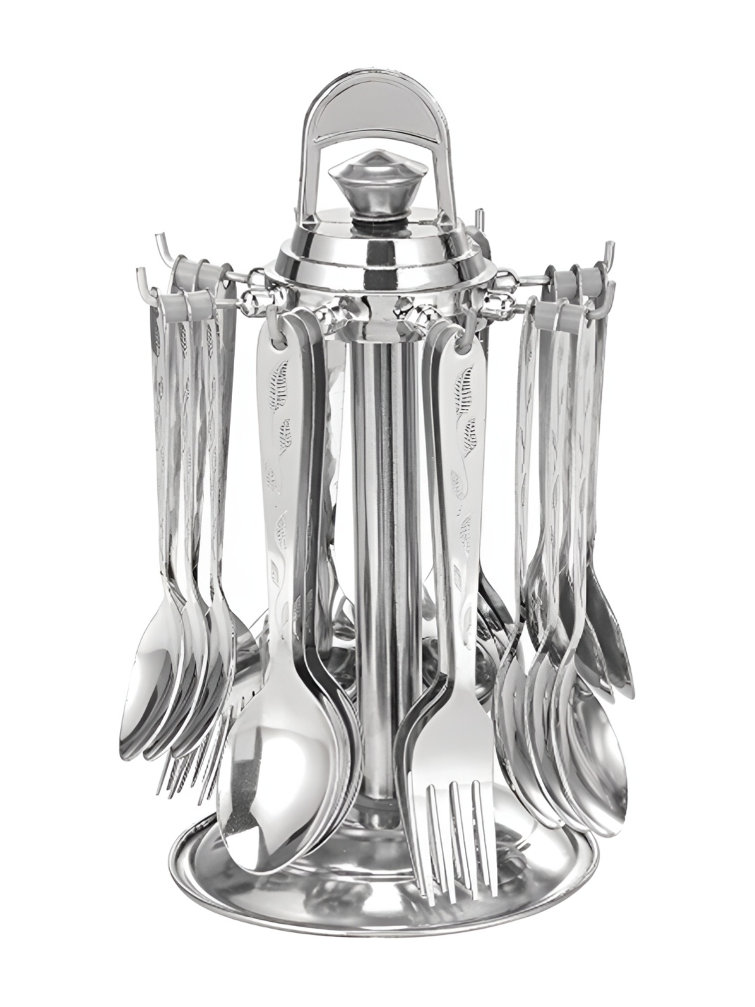 

TROOZY Lovely Silver-Toned 24 Pieces Textured Stainless Steel Cutlery Set