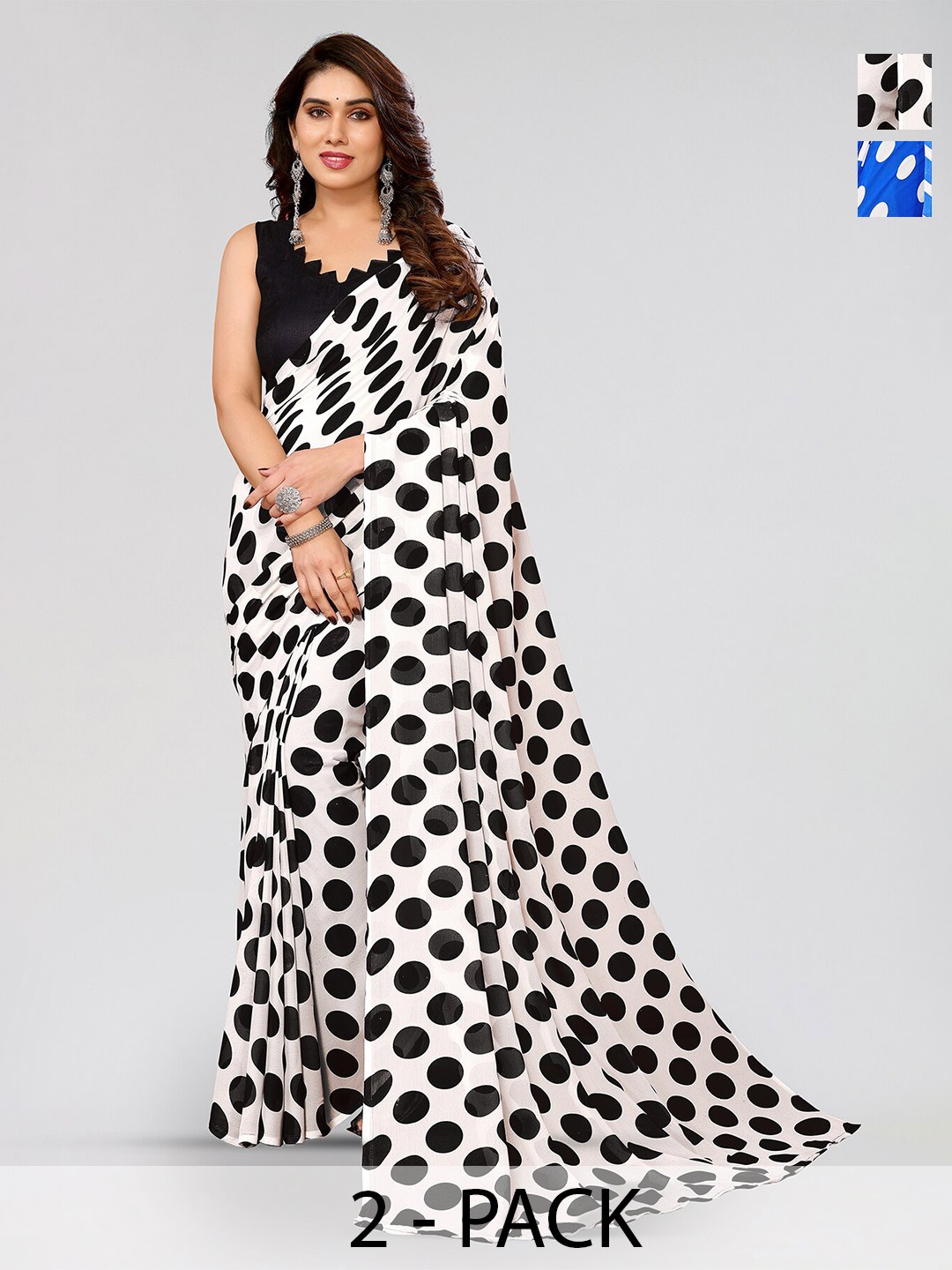 

ANAND SAREES Selection Of 2 Printed Saree, Blue