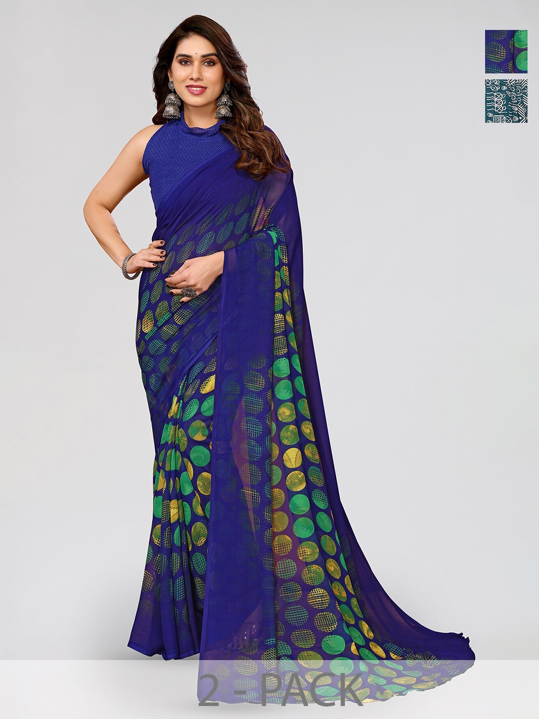 

ANAND SAREES Selection of 2 Warli Printed Saree, Blue