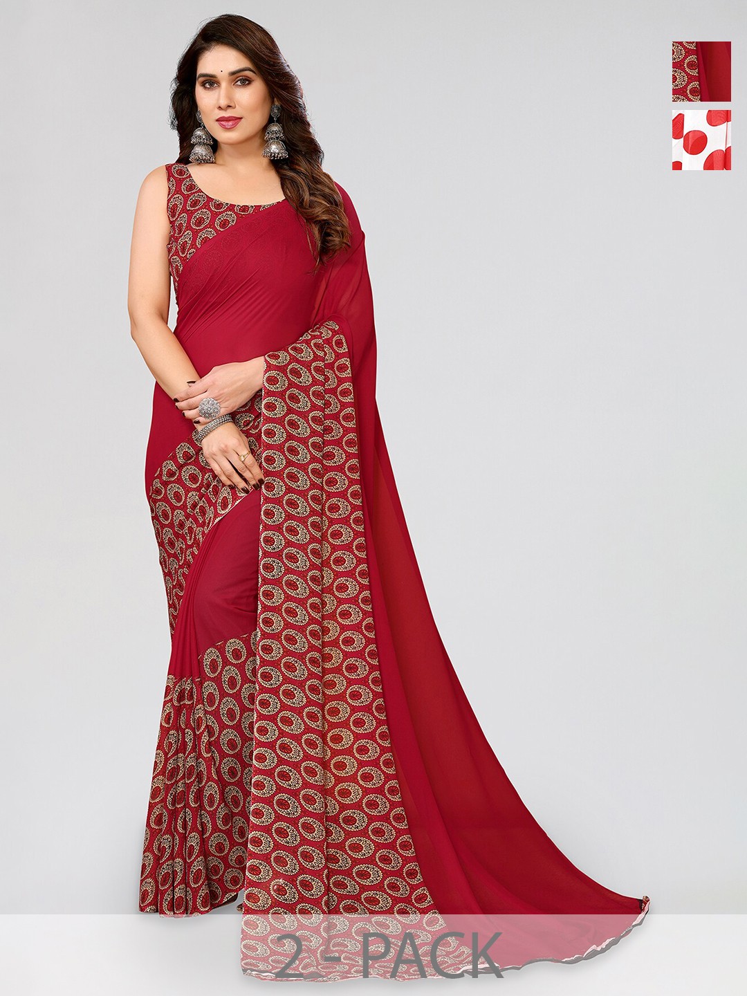 

ANAND SAREES Selection Of 2 Printed Sarees, White